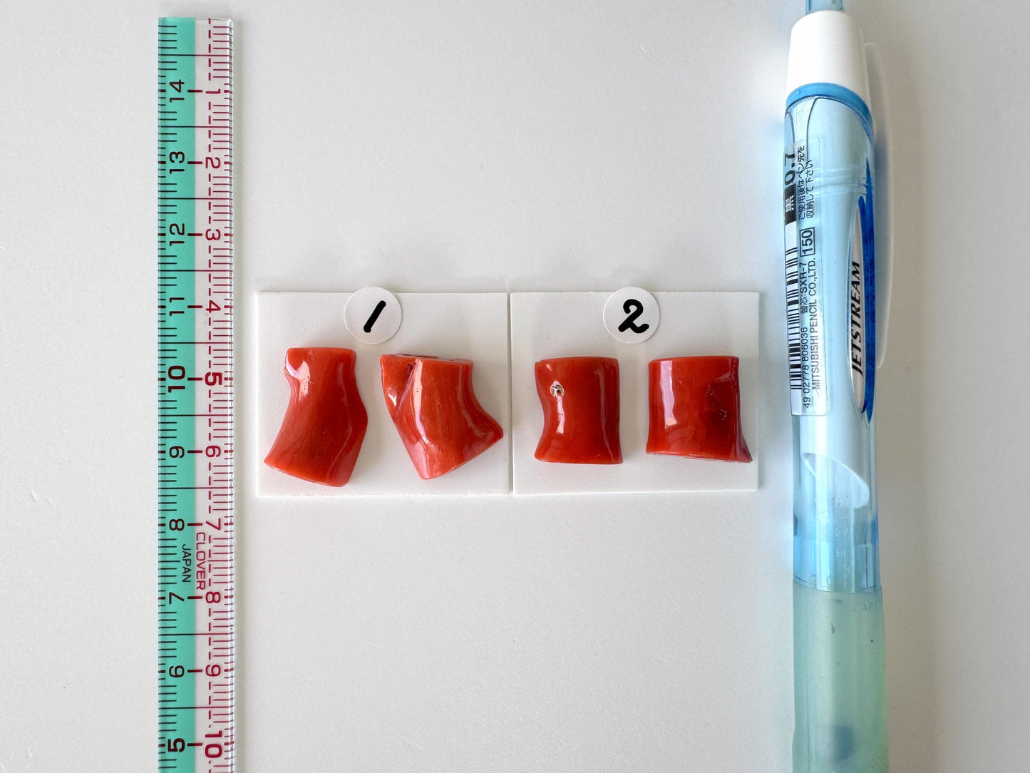 Mediterranean Coral Loose Gemstone: Natural Red-Orange Tones - Untreated, Top-hole, Jewelry Making Supplies, Per Pair