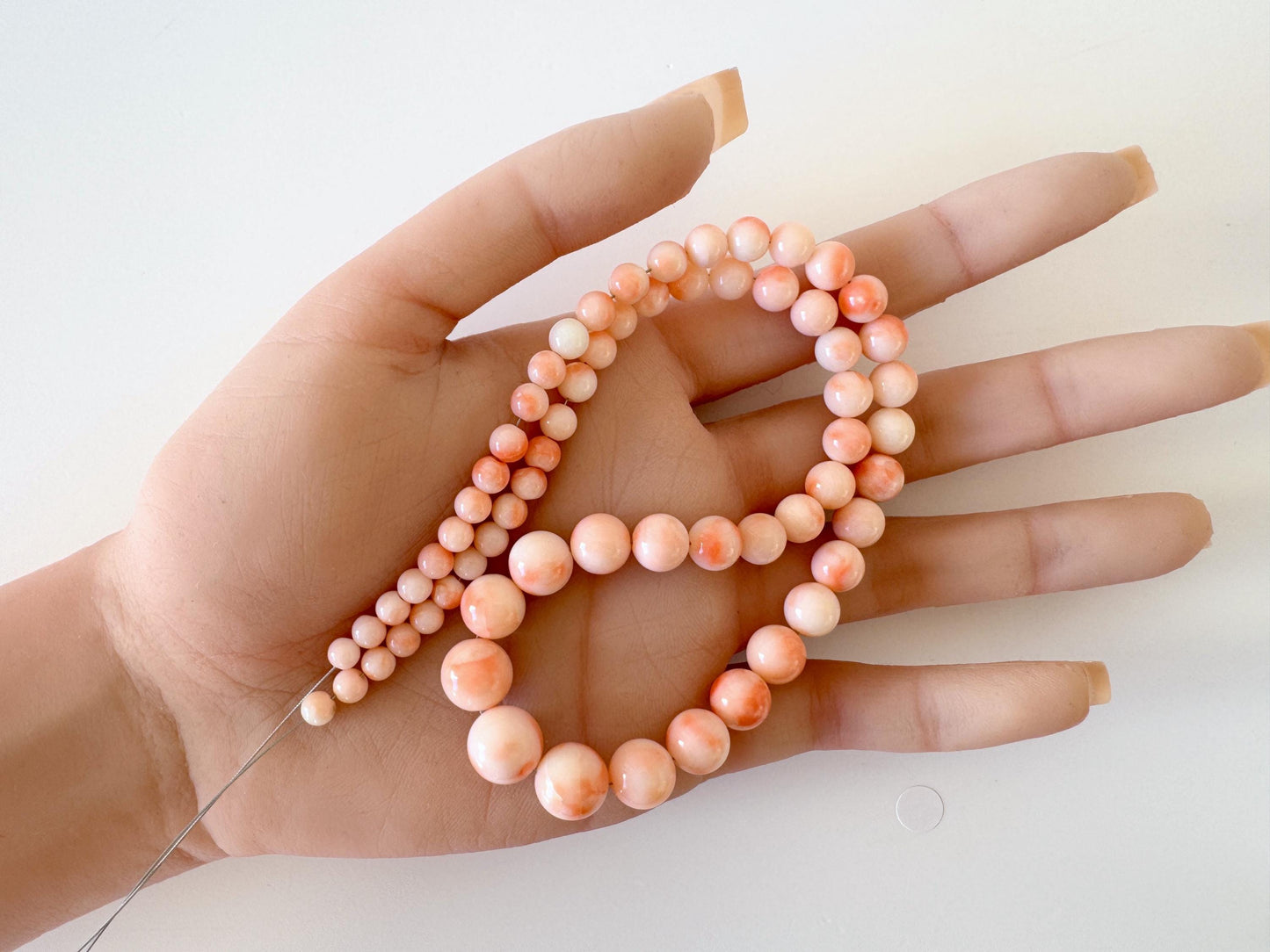 Natural Coral Beads - Genuine Deep Sea Coral Strand | Pink Orange Round Beads 4.7-10.5mm 15.9in