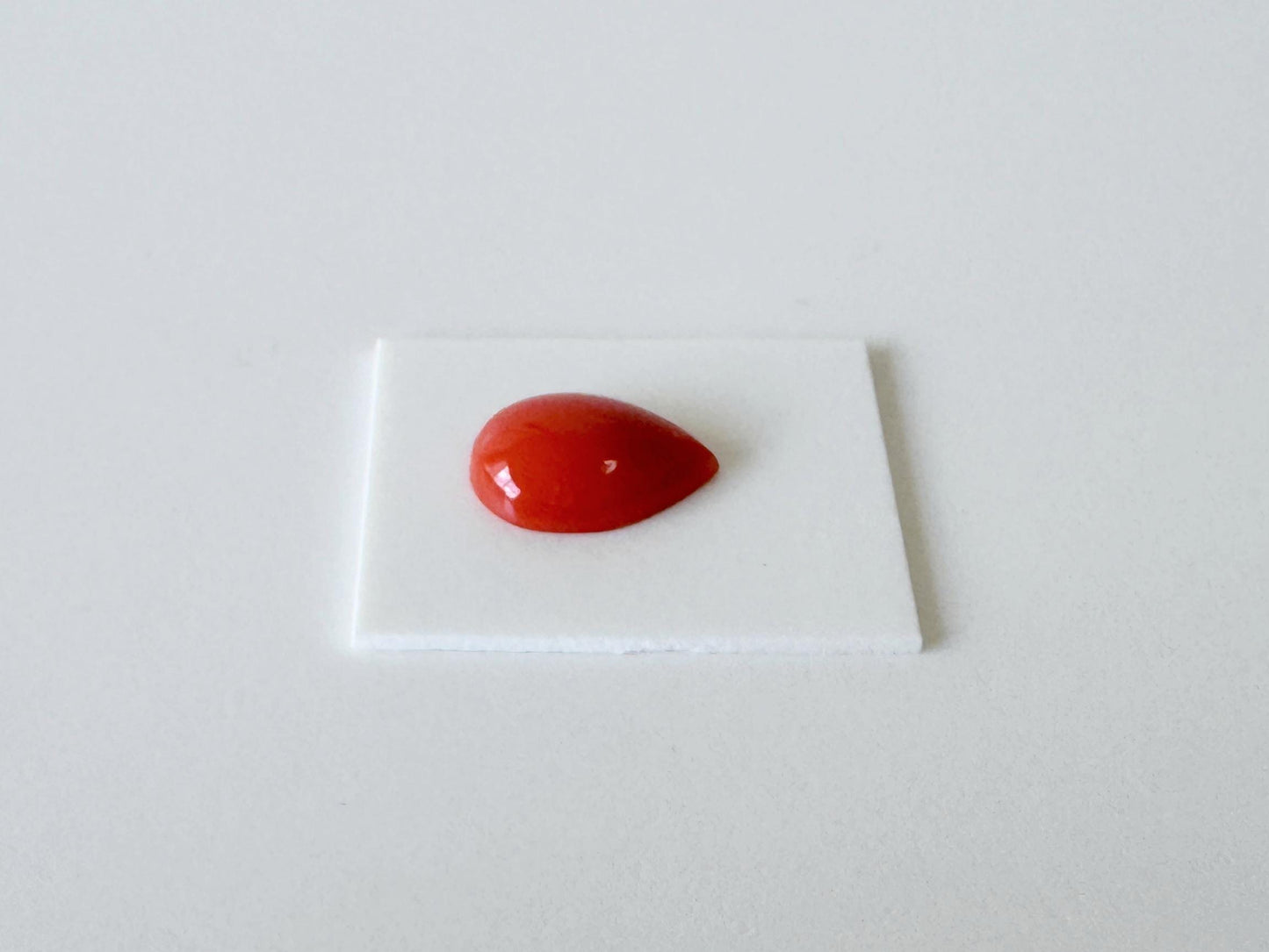 Japanese Red Coral Cabochon | Pear Shape Gemstone | Natural Loose Aka Coral, 11.8X8.3Mm, Drilled Back