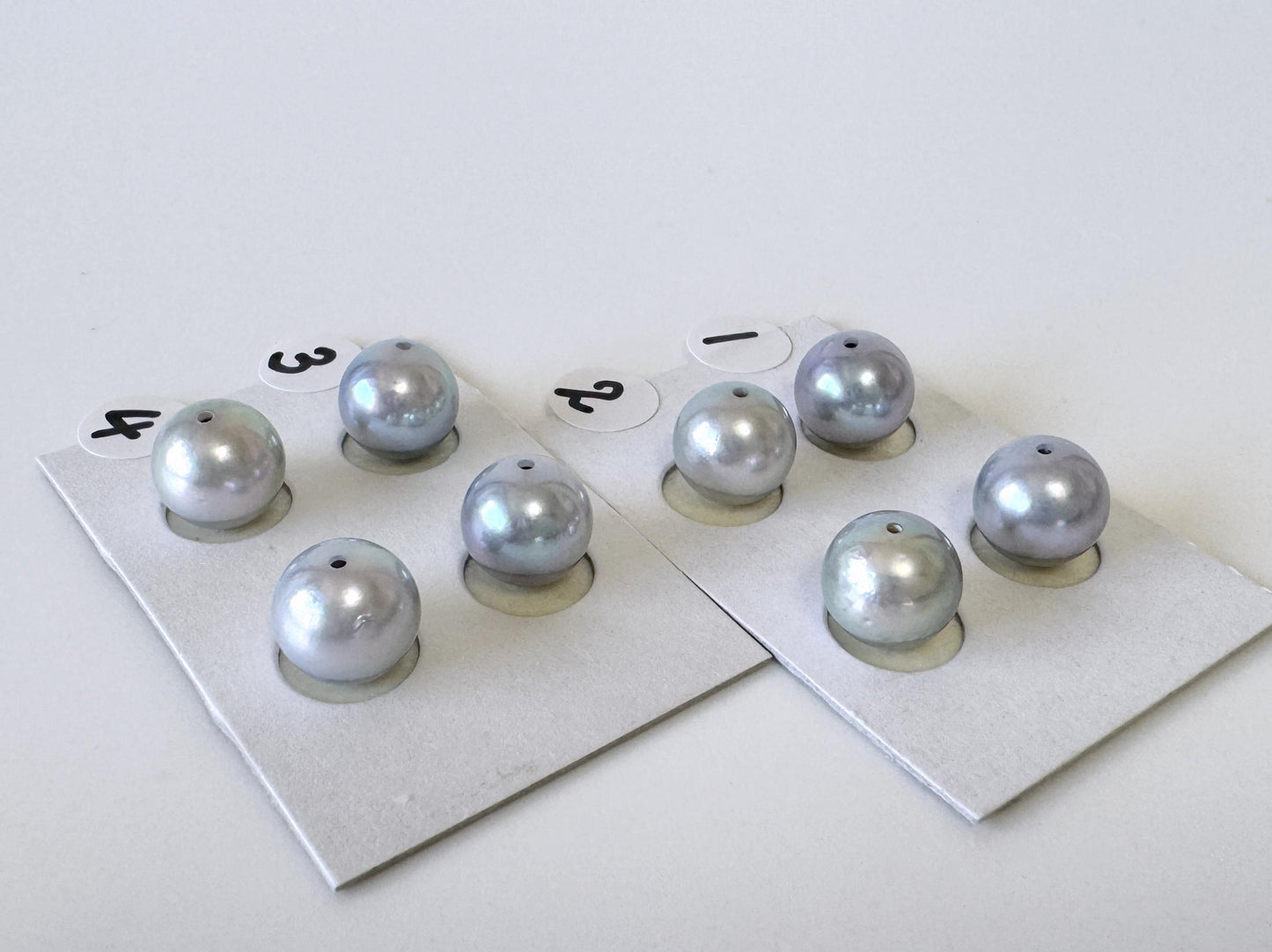 Japanese Blue/Silver (Treated) Akoya Pearl 8-8.5mm, Half-Drilled loose, Price per pair, Salt water pearl