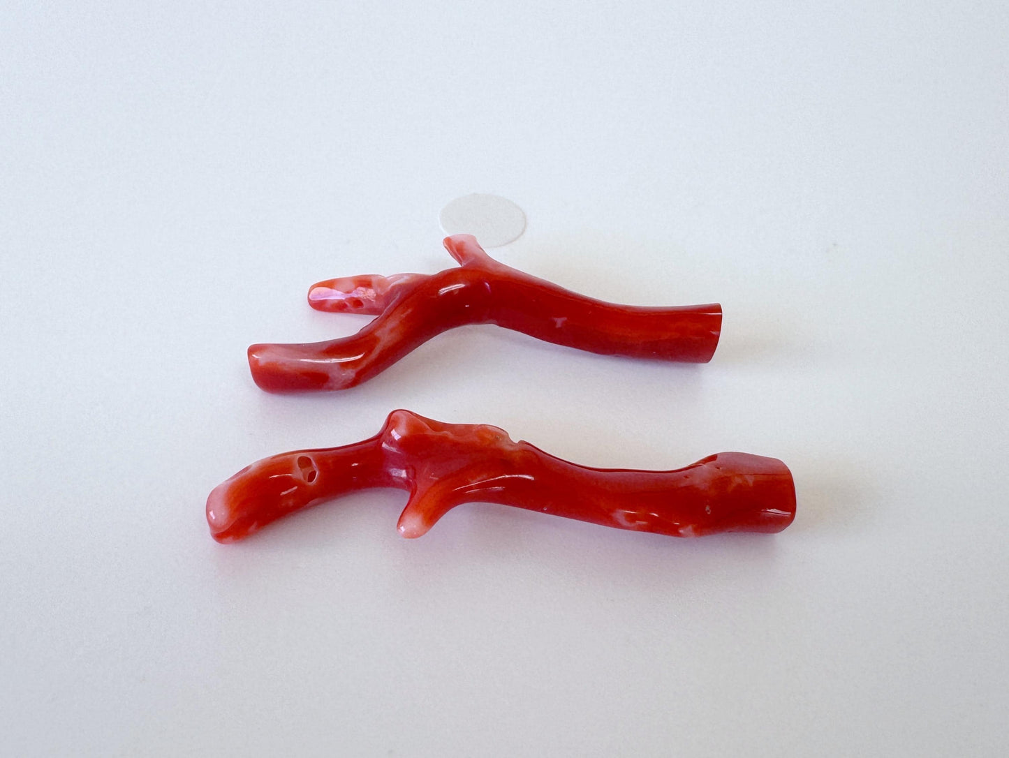 Red Coral Branch Set: Natural Aka Coral for Jewelry Making (35-40mm), Hole on Top