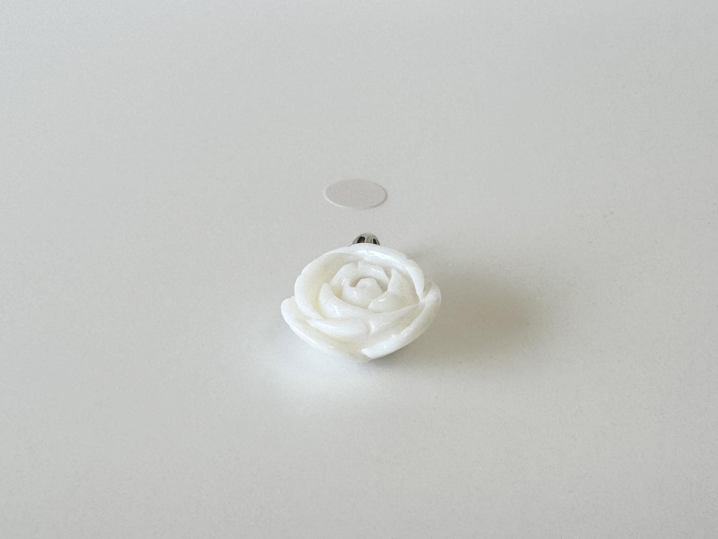 Natural White Coral Rose Pendant, 15x15mm Rose, Natural White Color Coral, Silver (rhodium plated) Bail, Genuine Precious Coral Pendant