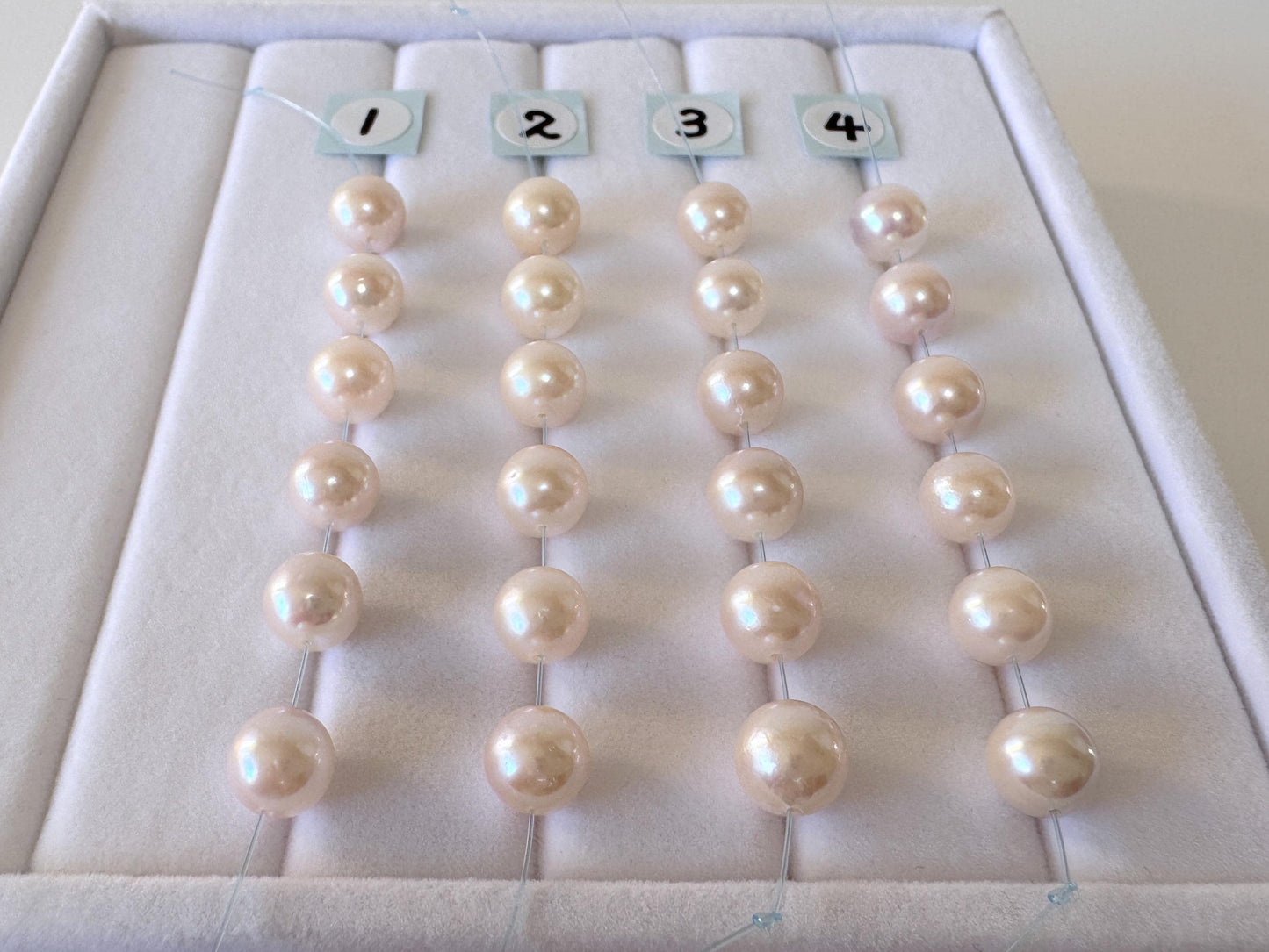 Akoya Pearl Beads: White/Pink Japanese Cultured Pearls, 6.5-7mm, 6 Pieces
