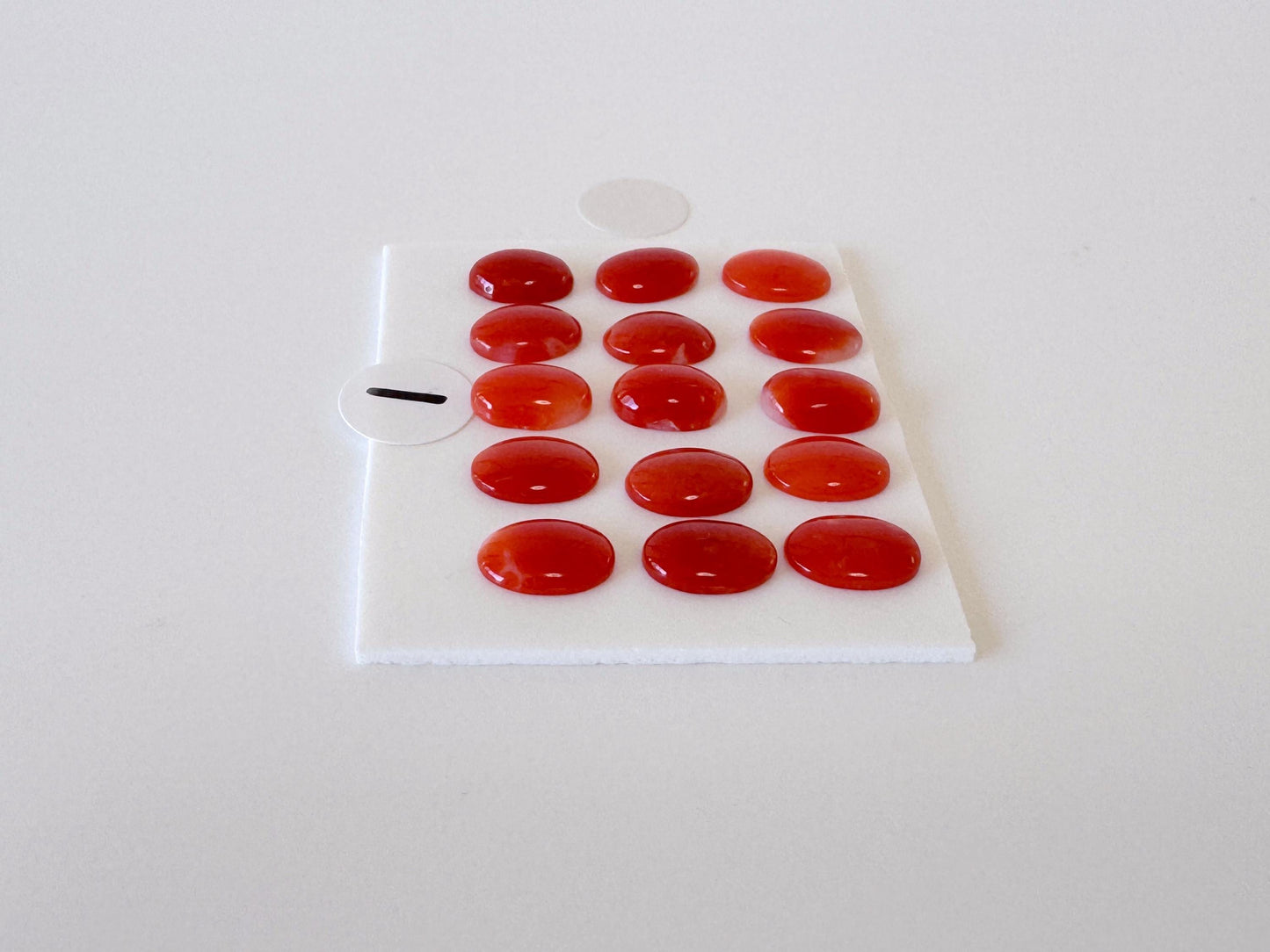 Natural Japanese Aka (Red) Coral Cabochons: 7x5mm Oval, Set of 15
