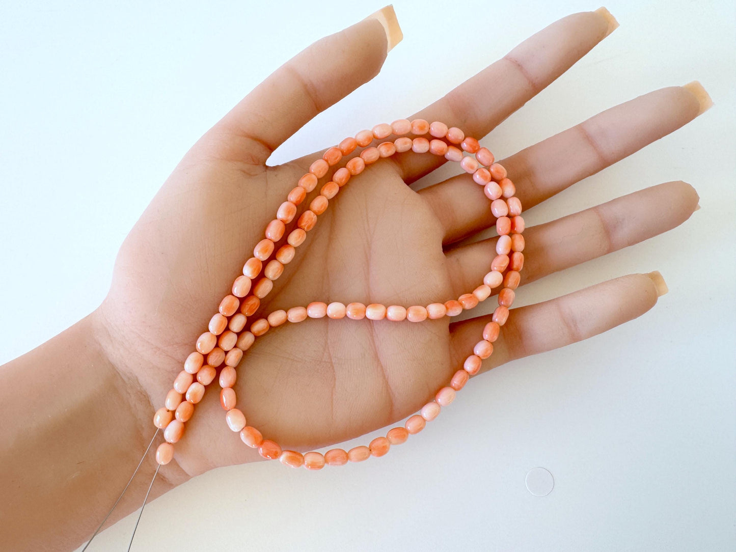 Natural Coral Strand – Deep Sea Coral Pink Orange Rice Shape Beads 3x5mm, 51cm Jewelry Supplies