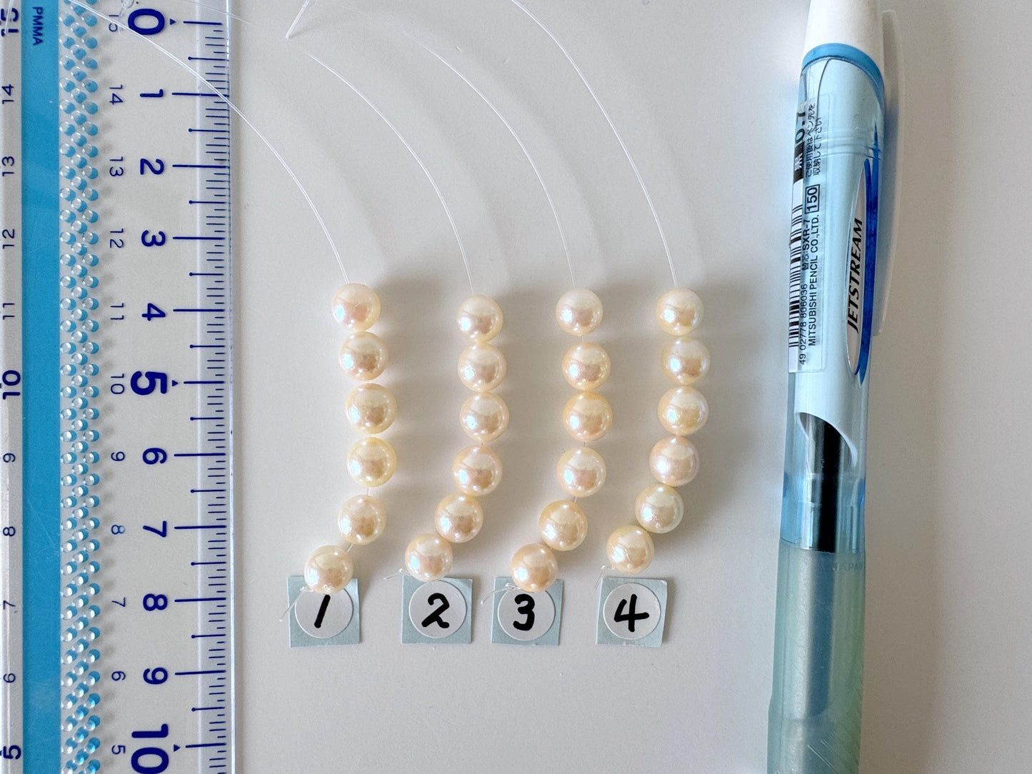 Japanese Cream White/Off-white Akoya Pearl Beads, 6.5-7mm, Mini Strand, Short Strand, 6 Pieces, Genuine Akoya Pearl, Cultured in Sea Water