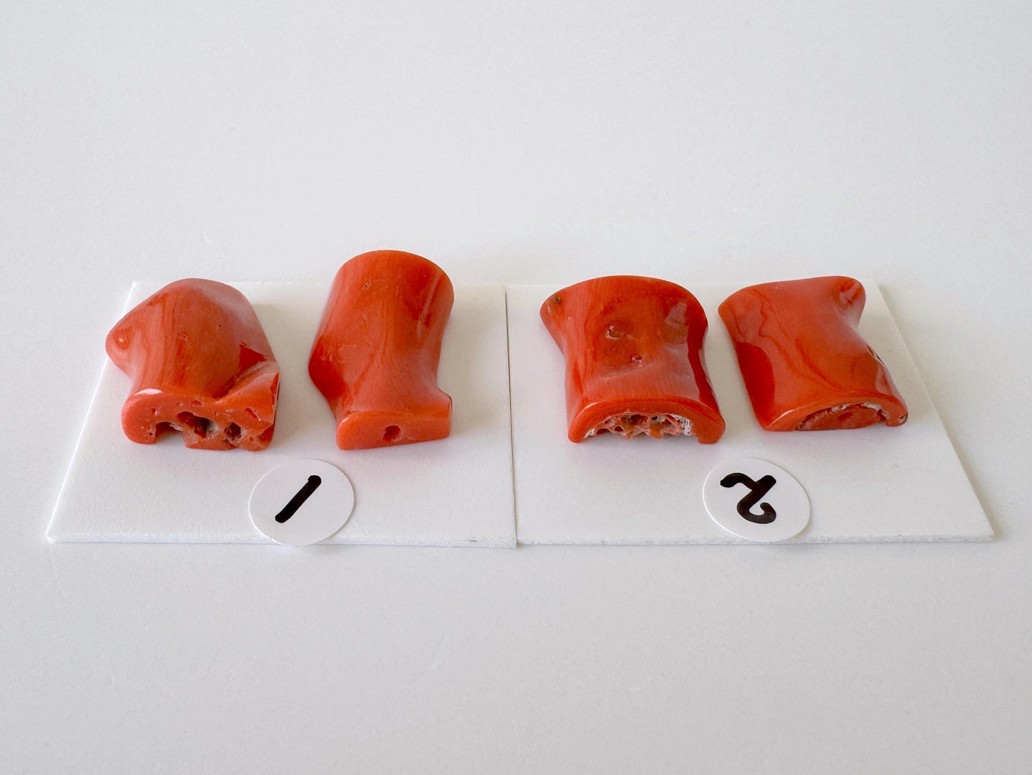 Mediterranean Coral Loose Gemstone: Natural Red-Orange Tones - Untreated, Top-hole, Jewelry Making Supplies, Per Pair