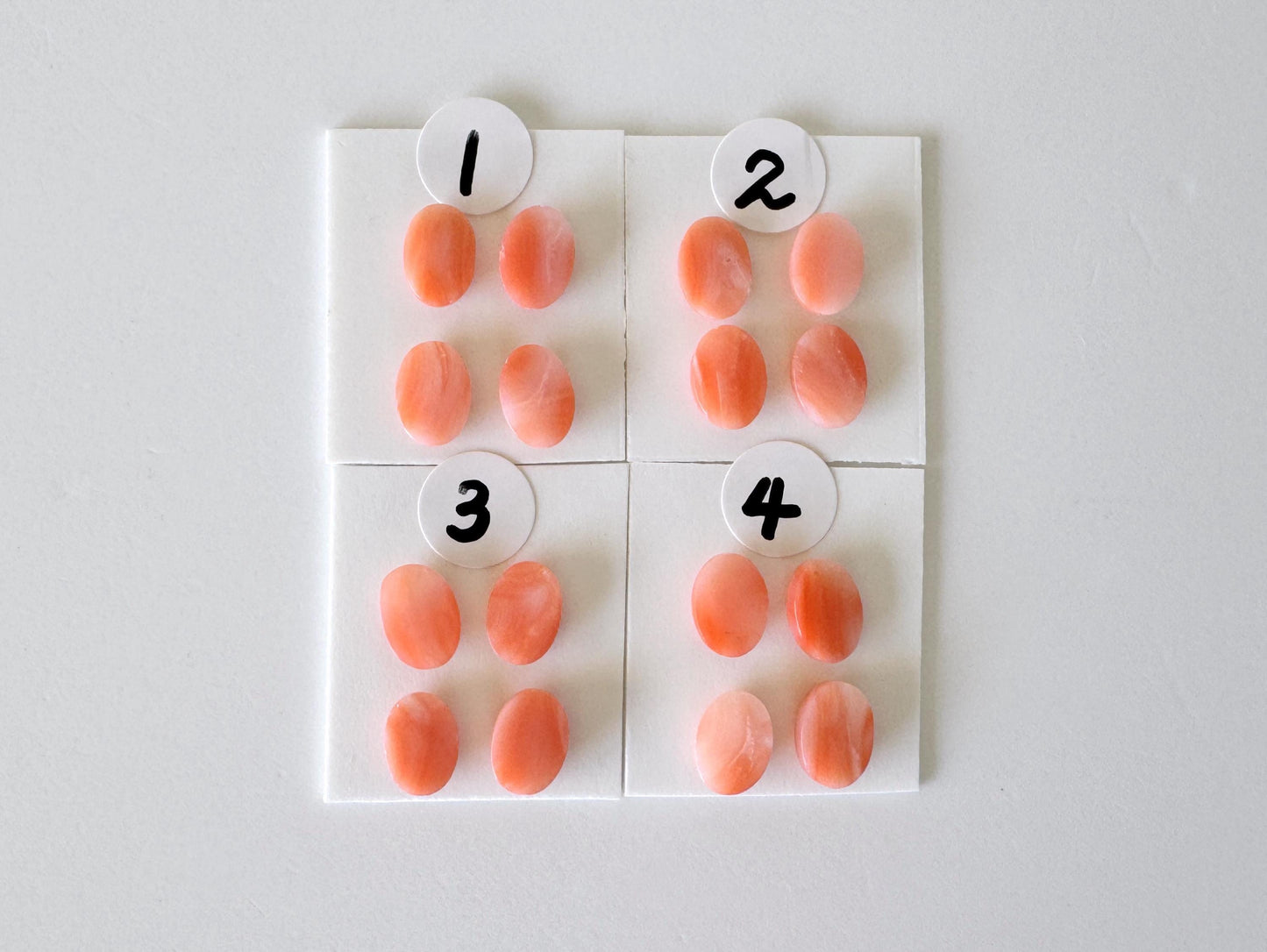 Deep Sea Coral Cabochons Natural Pink Orange Ovals, 7x5mm (Set of 4, Real Coral, Jewelry Supplies)