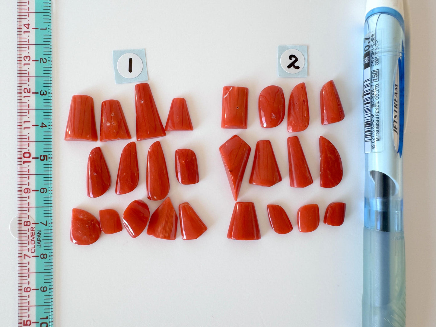 Red Mediterranean Coral Unique Shaped Cabochons: Jewelry Making Supplies (12-13pcs)