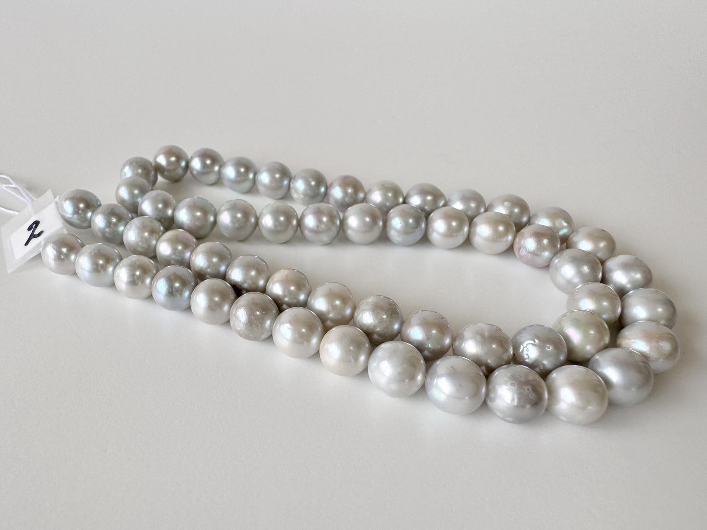 7-7.5mm Japanese Akoya Pearl Beads, Blue/Silver color pearl (Cobalt treated), Genuine Salt water Akoya Pearl, Full Strand, 40cm , 15.7"