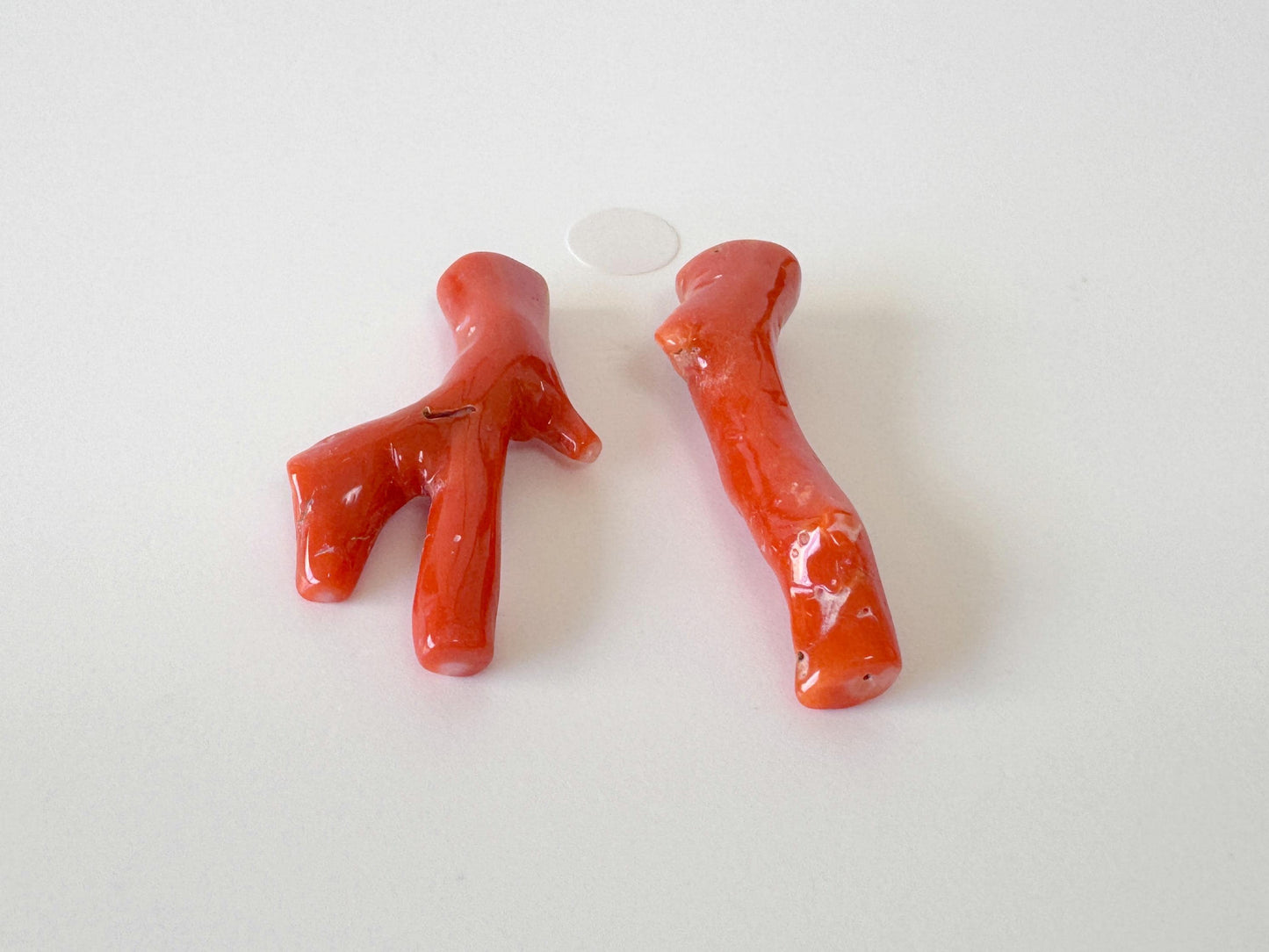 Red Coral Branch Set: Natural Aka Coral for Jewelry Making (31-32mm), Hole on Top