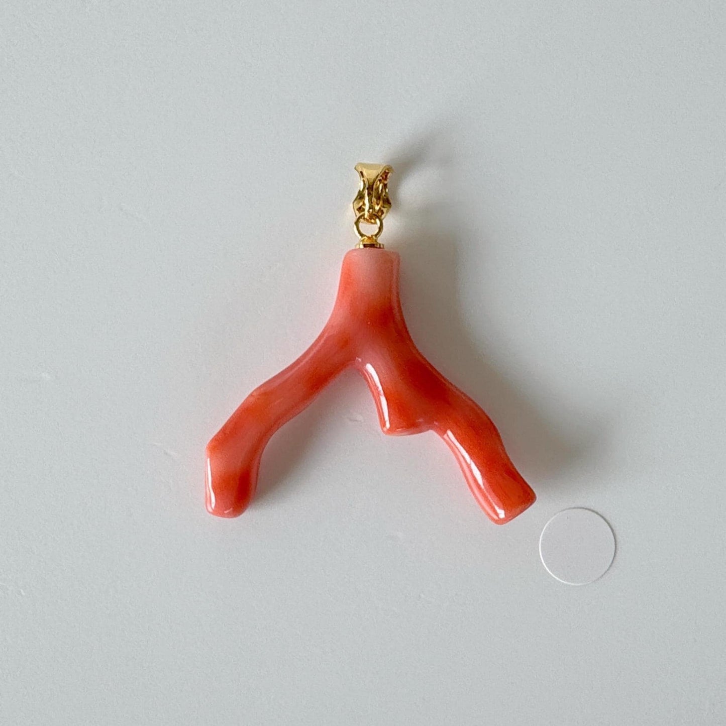 Natural Deep Sea Coral Branch Pendant, 29mm, Natural Orange/Pink color coral branch pendant, Silver (Gold-Plated) bail