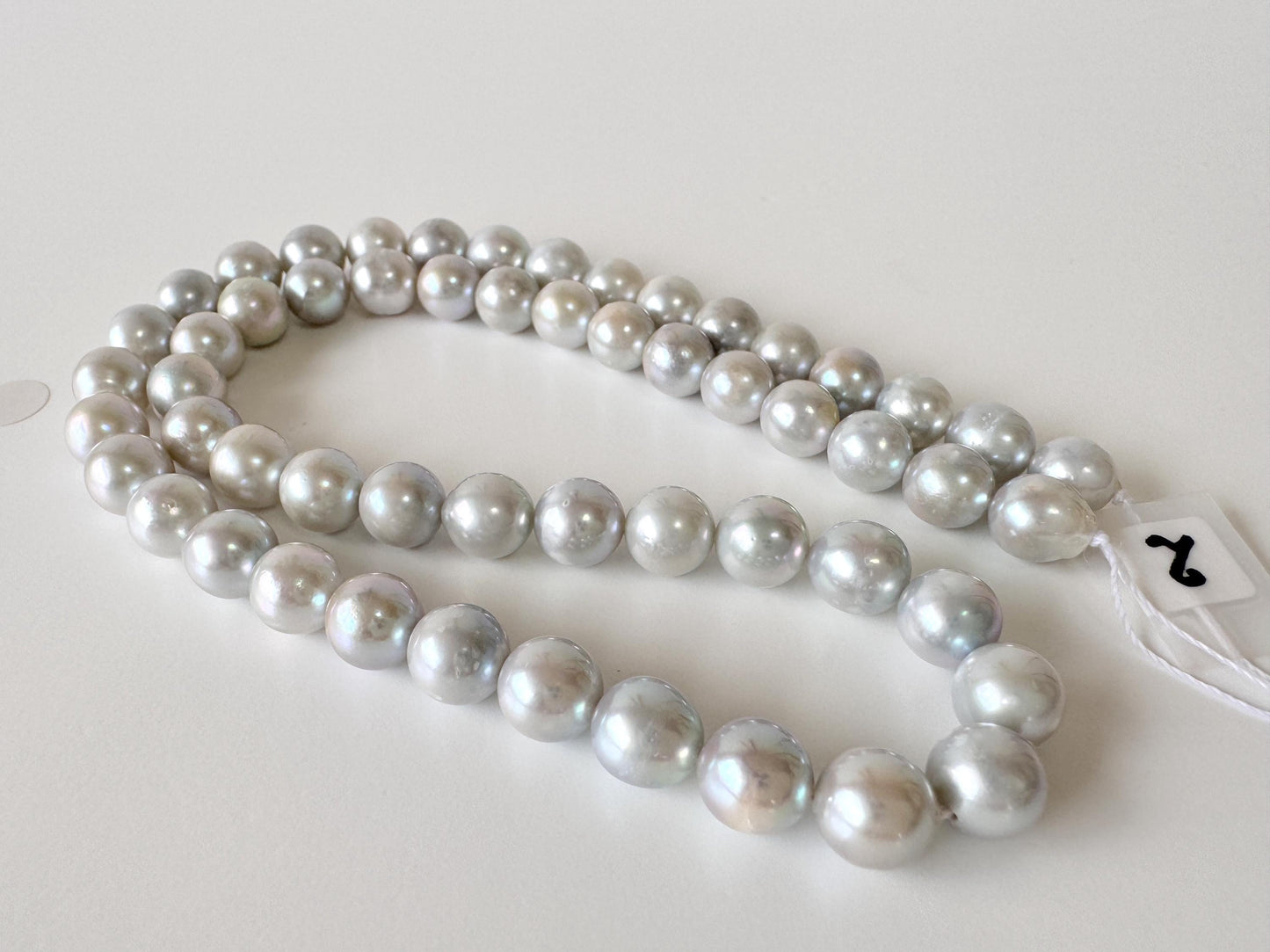7-7.5mm Japanese Akoya Pearl Beads, Blue/Silver color pearl (Cobalt treated), Genuine Salt water Akoya Pearl, Full Strand, 40cm , 15.7"
