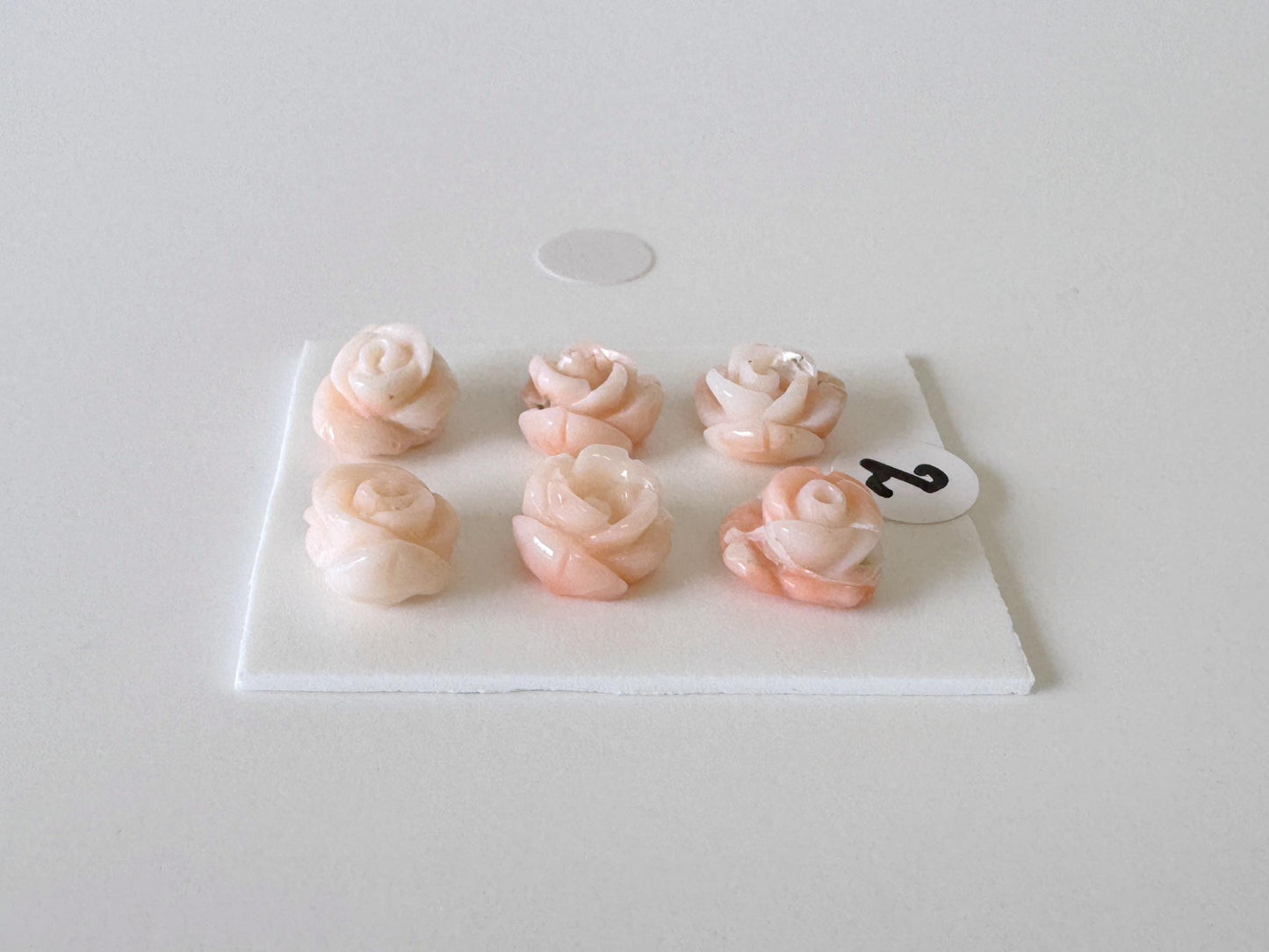 Mix set of 6 pcs of Natural Pink Deep Sea Coral Rose Carvings 7-9mm, Natural color, Value priced for reason of defects, For Jewelry Making