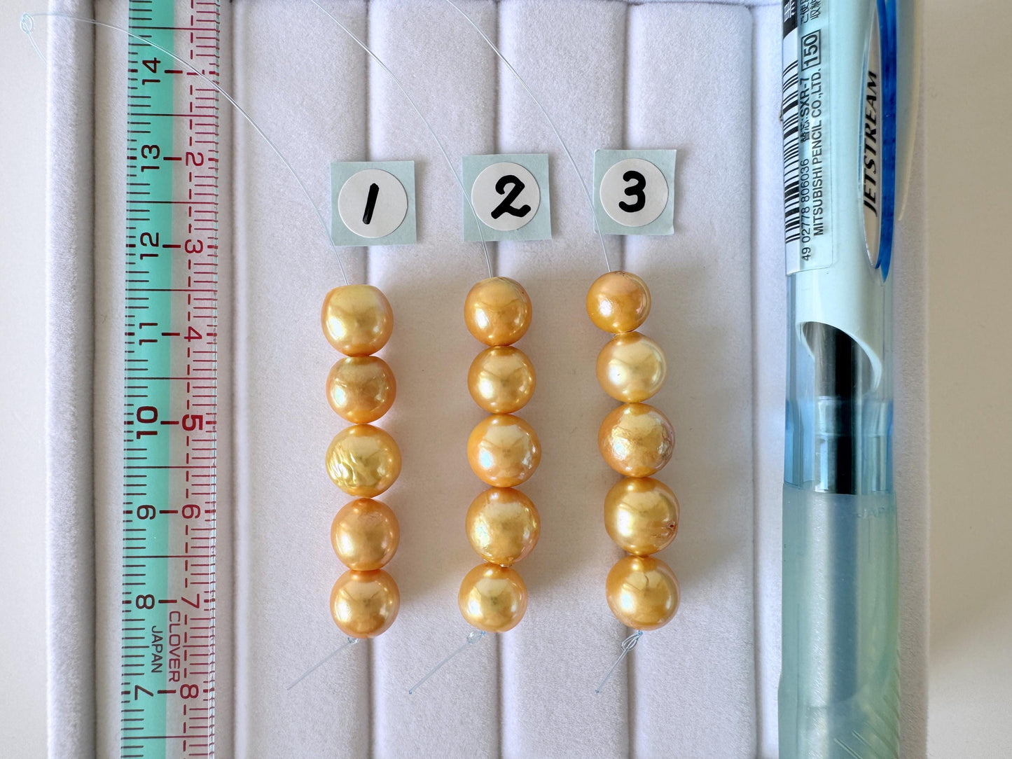 Japanese Golden Akoya Pearl Beads: Semi-Baroque 7.1-8.6mm - Color Treated, Saltwater Cultured, Mini Strand Jewelry Supplies, 5 Pieces