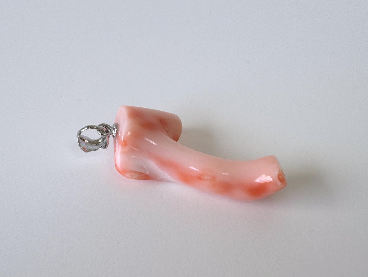 Coral Branch Pendant Natural Deep Sea Coral: Pink Orange Coral Jewelry Accent, Silver Bail (34mm Length)