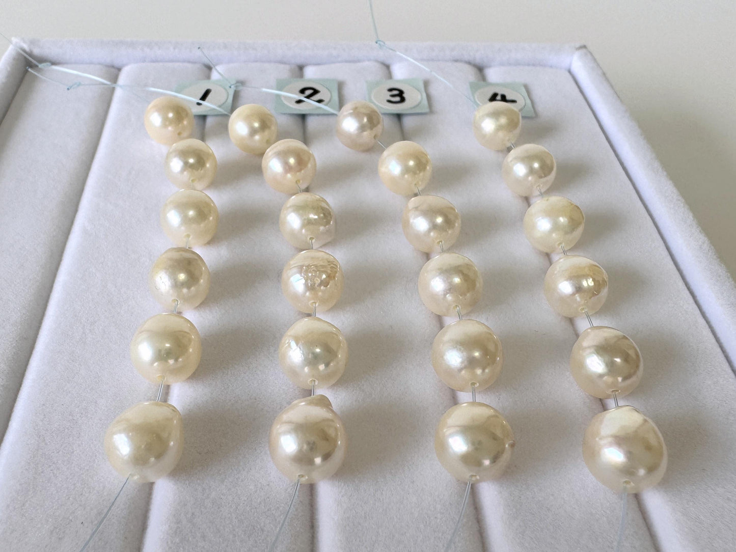 Japanese Akoya Pearl Beads: Cream White Semi-Round/Semi-baroque, 7-7.5mm, Short Strand | Cultured Saltwater, Genuine Gems, 6 Pieces