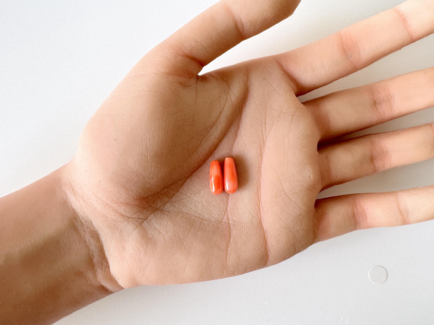 Deep Sea Coral Drop: Natural Pink Orange Teardrop Beads, Drilled Hole | Jewelry Making, Per Pair, 12-16mm Size