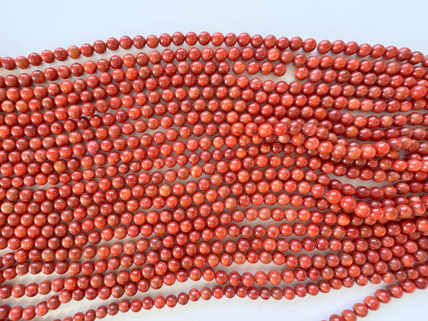 Sponge Coral Strand: 4.5-5mm Apple Coral Beads, 15.7", Red-deep red color