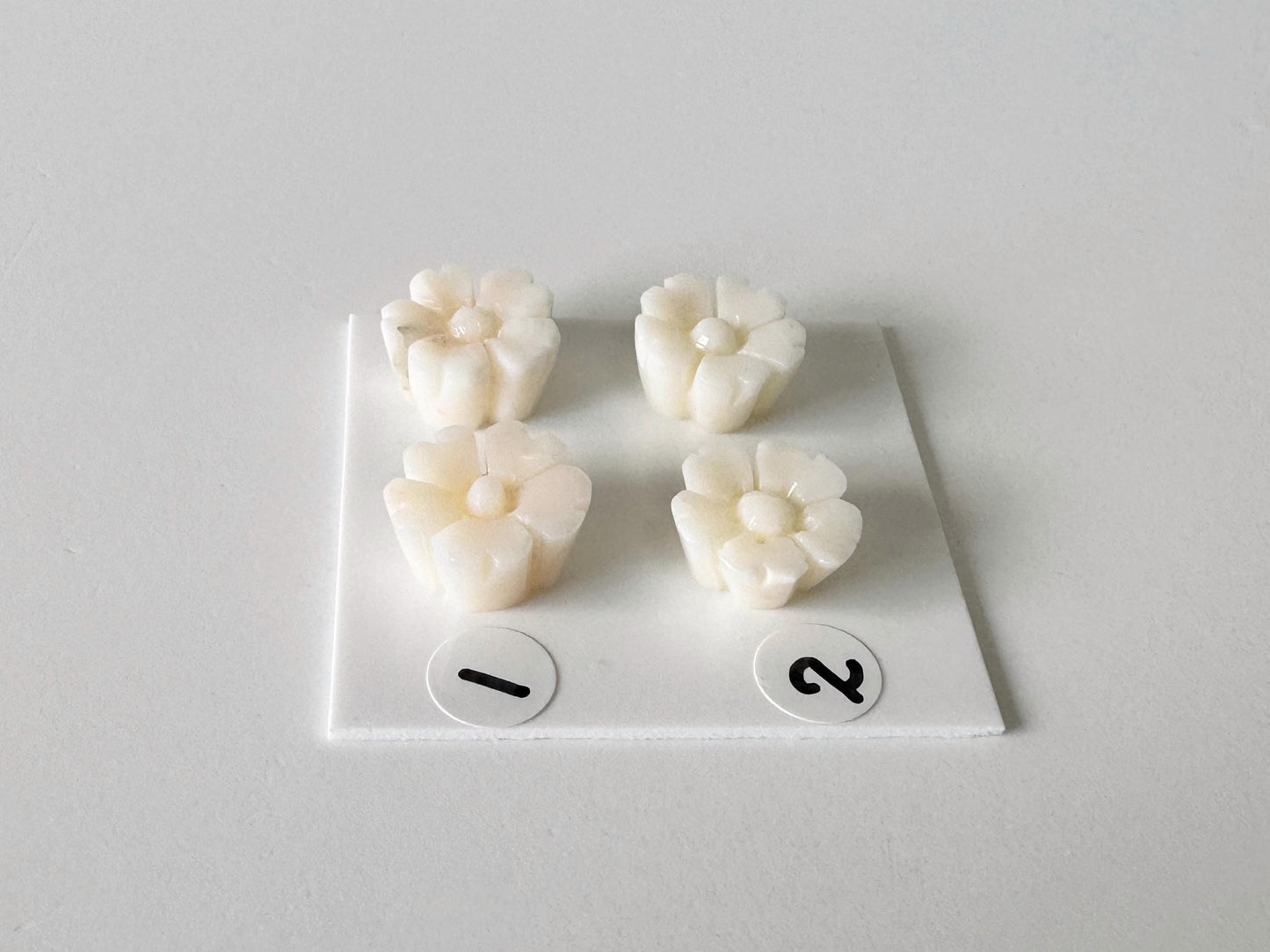Coral Cherry Blossom Carvings: Natural Deep Sea Coral Sakura Pair, 12.5-13mm, White with Pink Tones - Genuine Coral Beads, Jewelry Making