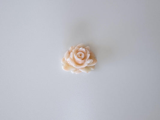 Natural Deep Sea Coral Rose Carving Loose, Natural White/Pink Color Coral, 26x22mm, Flat Back, For Jewelry Making, Hand Carved