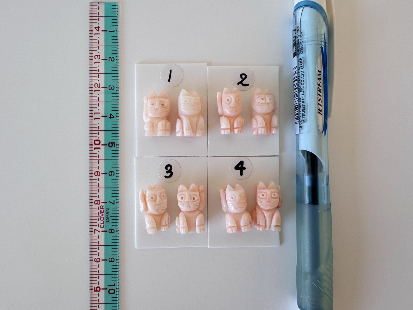 Manekineko Coral Cat Pink Deep Sea Coral Carving – Lucky Money & Customer Charm Set