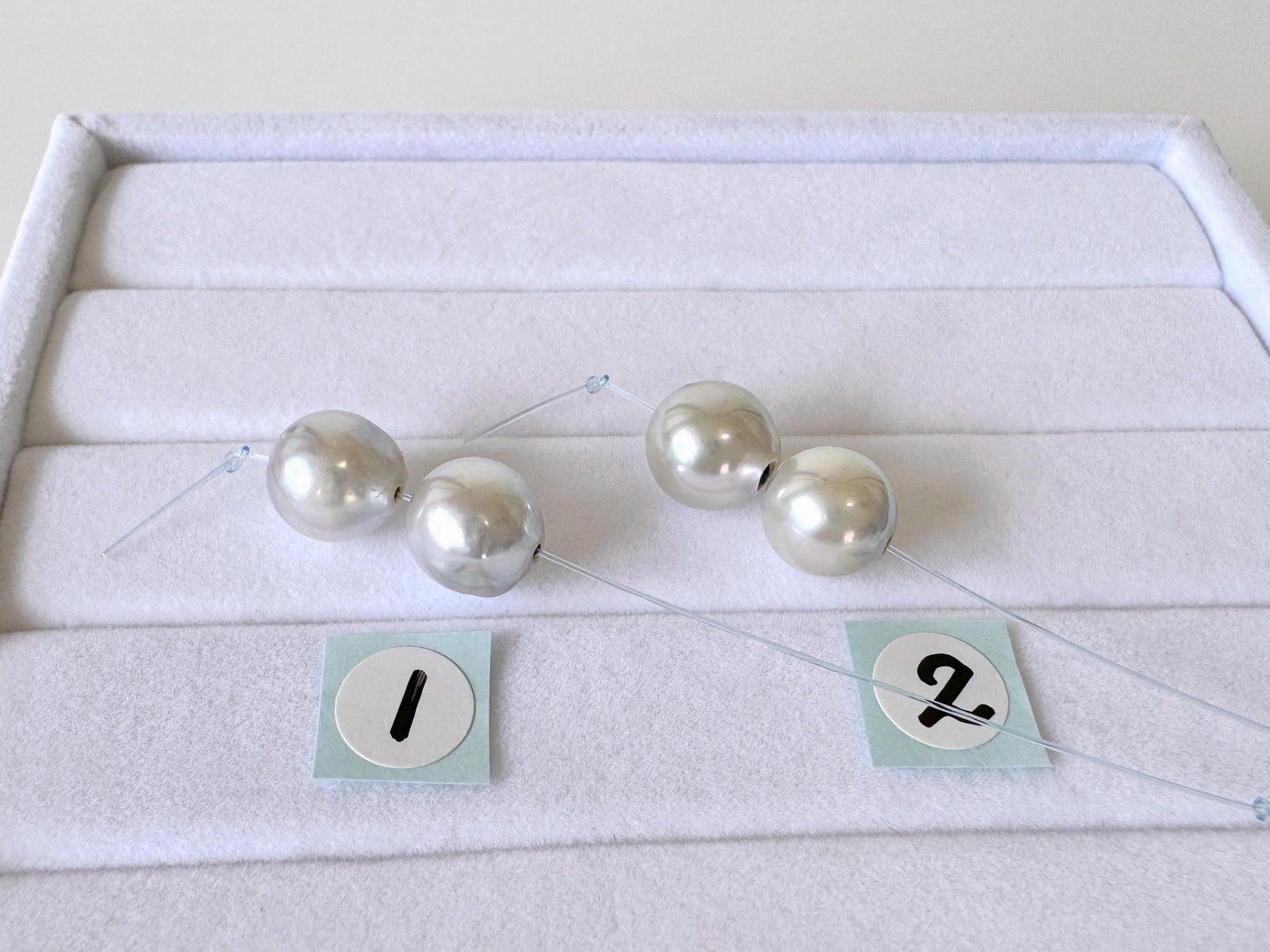 Japanese Akoya Pearl Beads Natural Blue Silver, Cultured Saltwater (8-8.5mm, Mini Strand, Genuine Jewelry Supplies), 2 Pcs