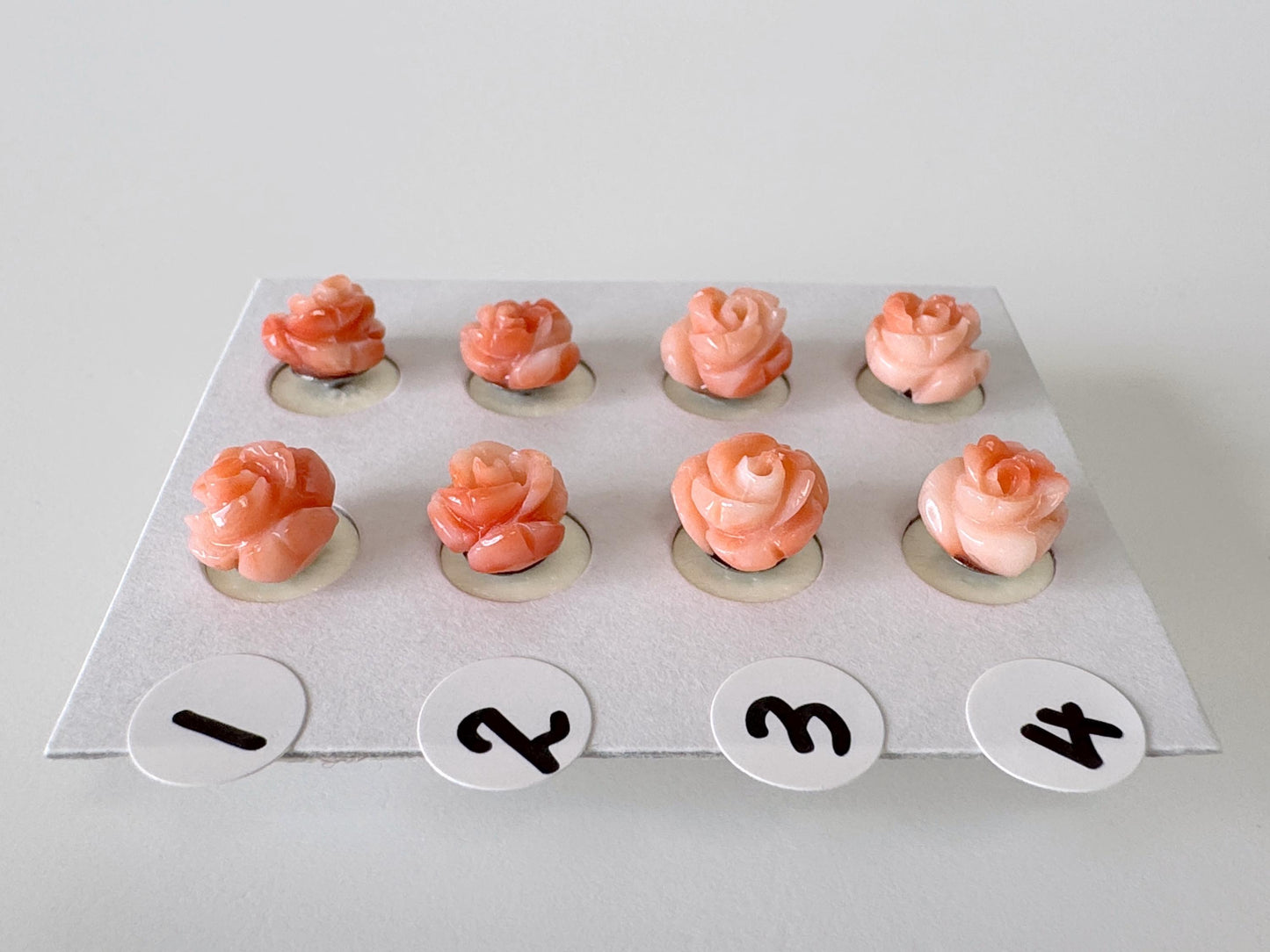 Natural Coral Rose Stud Earrings, Coral studs, Genuine Pink/Orange Color Coral, Titanium, Hand-Carved, Coral Accessory