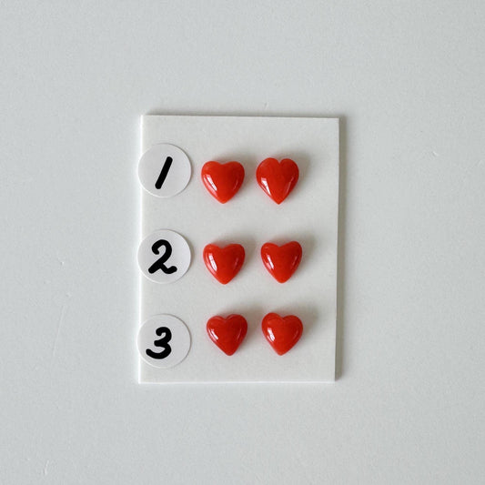Natural Japanese red(Aka) coral small heart shape cabochon with half-drilled hole at back, for Jewelry Making, Natural Color, Price per pair