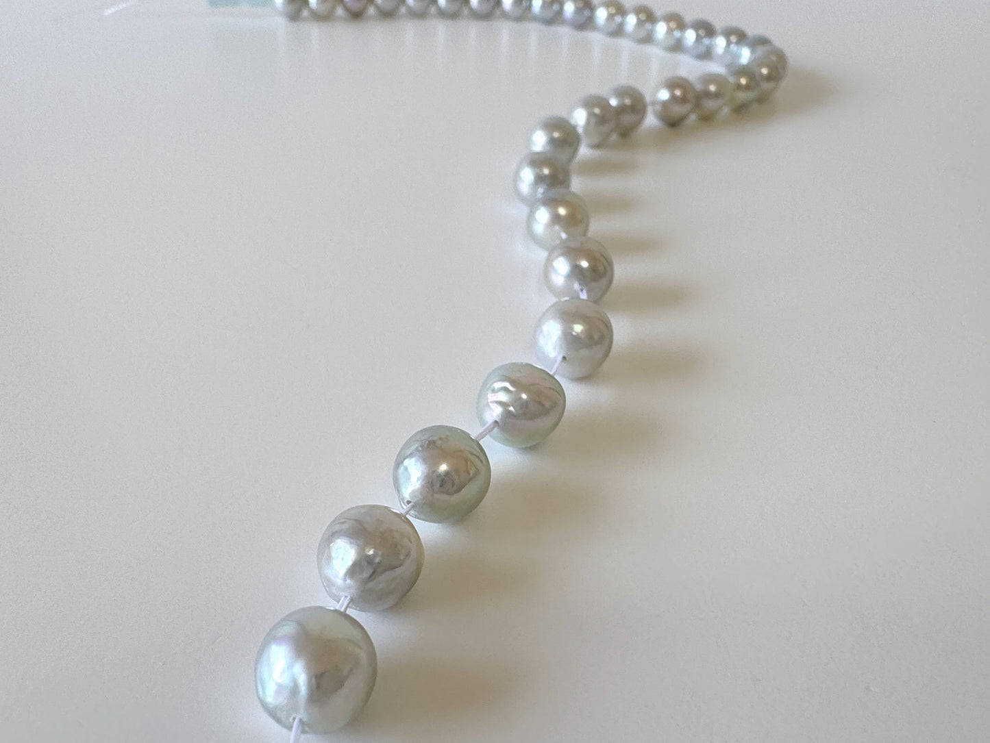 7.5-8mm Japanese Akoya Pearl Beads, Natural Blue/Silver color pearl, Genuine Akoya Pearl, Full Strand 40cm , 15.7", Salt water pearl