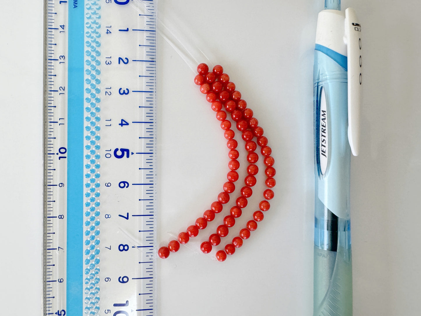 Reserved listing for Loes, three short strands of natural Mediterranean red coral beads of 3.5 & 3.8mm