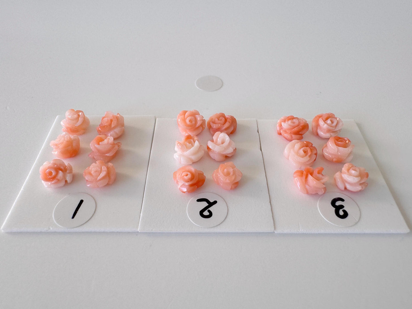 Small Pink Coral Rose Carvings Set: Deep Sea Jewelry Making (6pcs, 6-7mm)