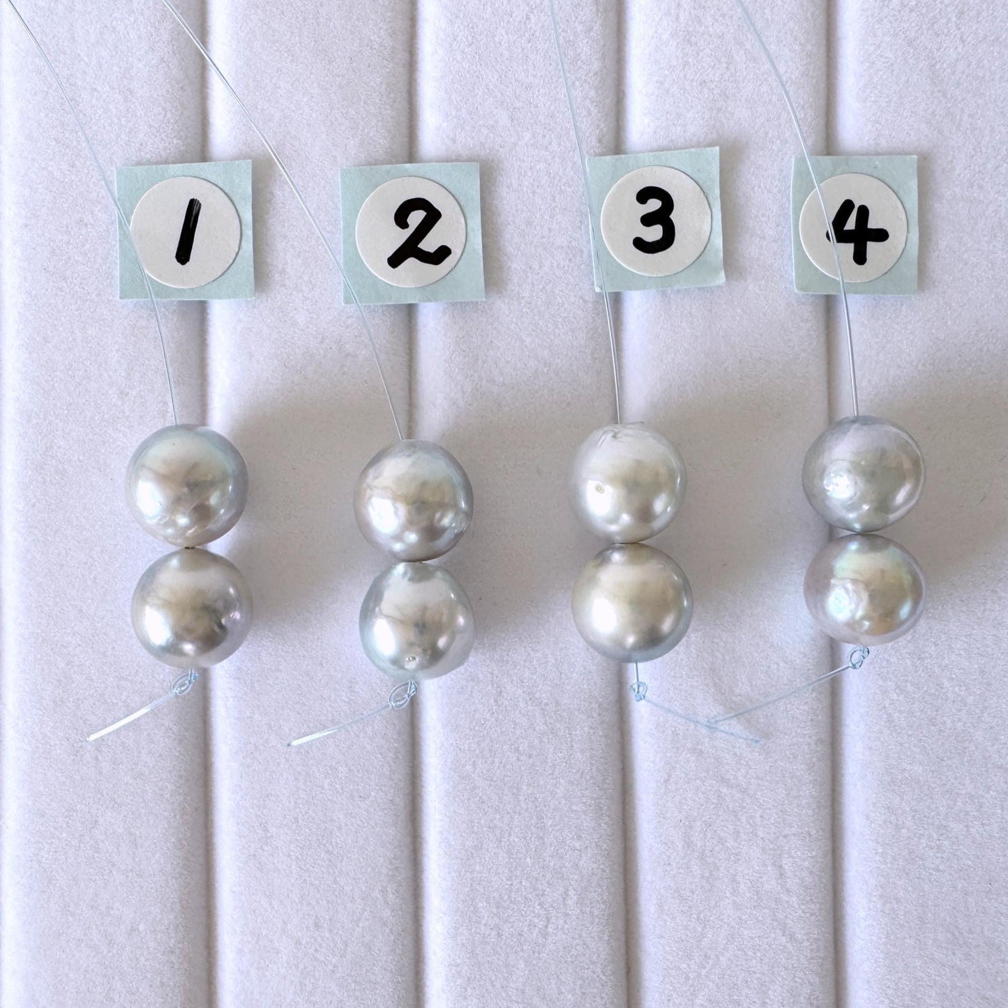 Japanese Akoya Pearl Beads Natural Blue Silver, Cultured Saltwater Pearls (8-8.5mm, Genuine, Mini Strand, 2 Pieces)