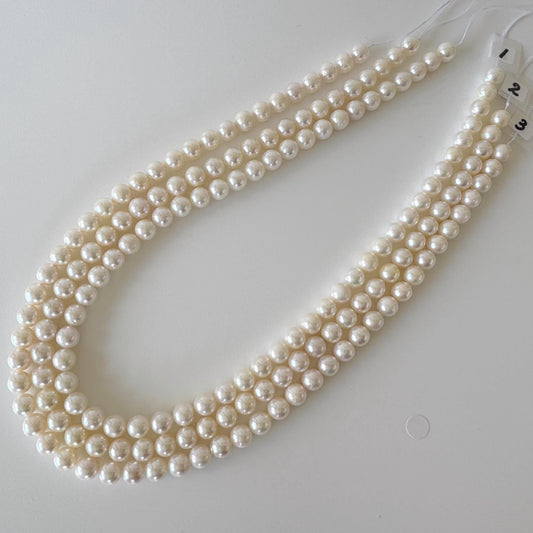 7-7.5mm Japanese White Akoya Pearl Beads, Genuine Akoya Pearl, Full Strand, 40cm , 15.7", Cultured Salt water pearl + Extra 5 pieces