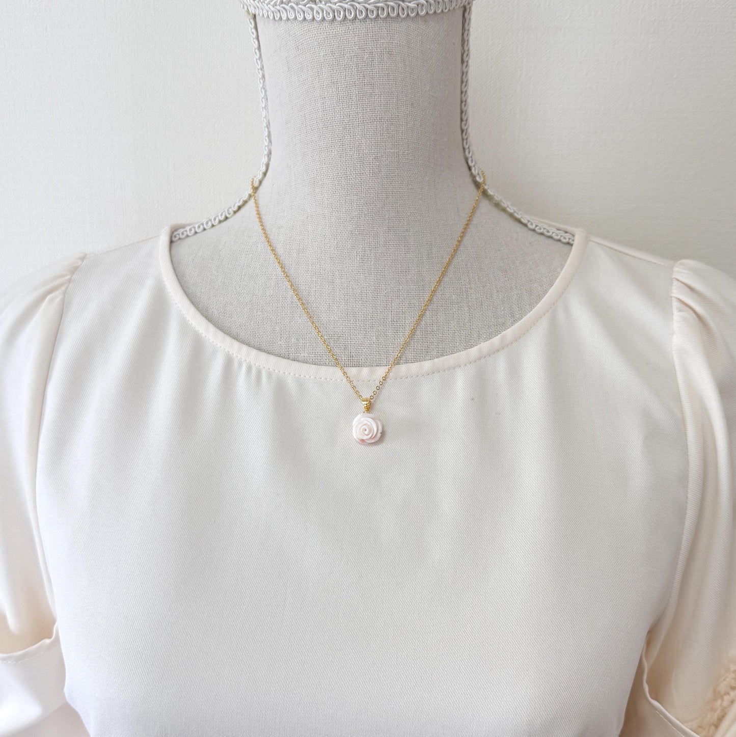 Natural Coral Rose Pendant: Pink and White Carved Deep Sea Coral Jewelry (13.3x13.2mm, Silver Gold Plated Bail, Genuine Amulet)