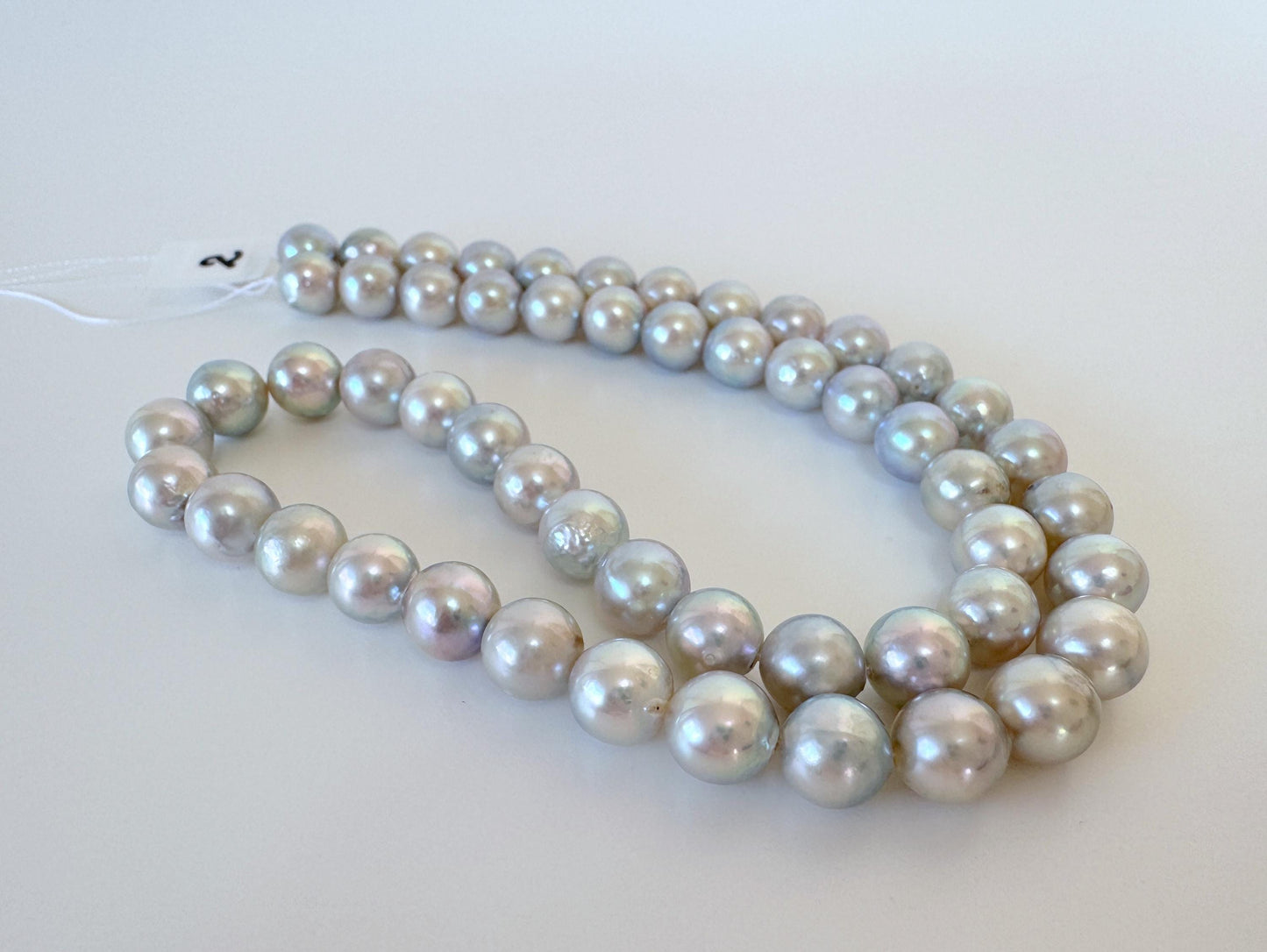 Akoya Pearl Strand - 7.5-8mm Japanese Cultured Pearls, Natural Blue Silver, 40cm