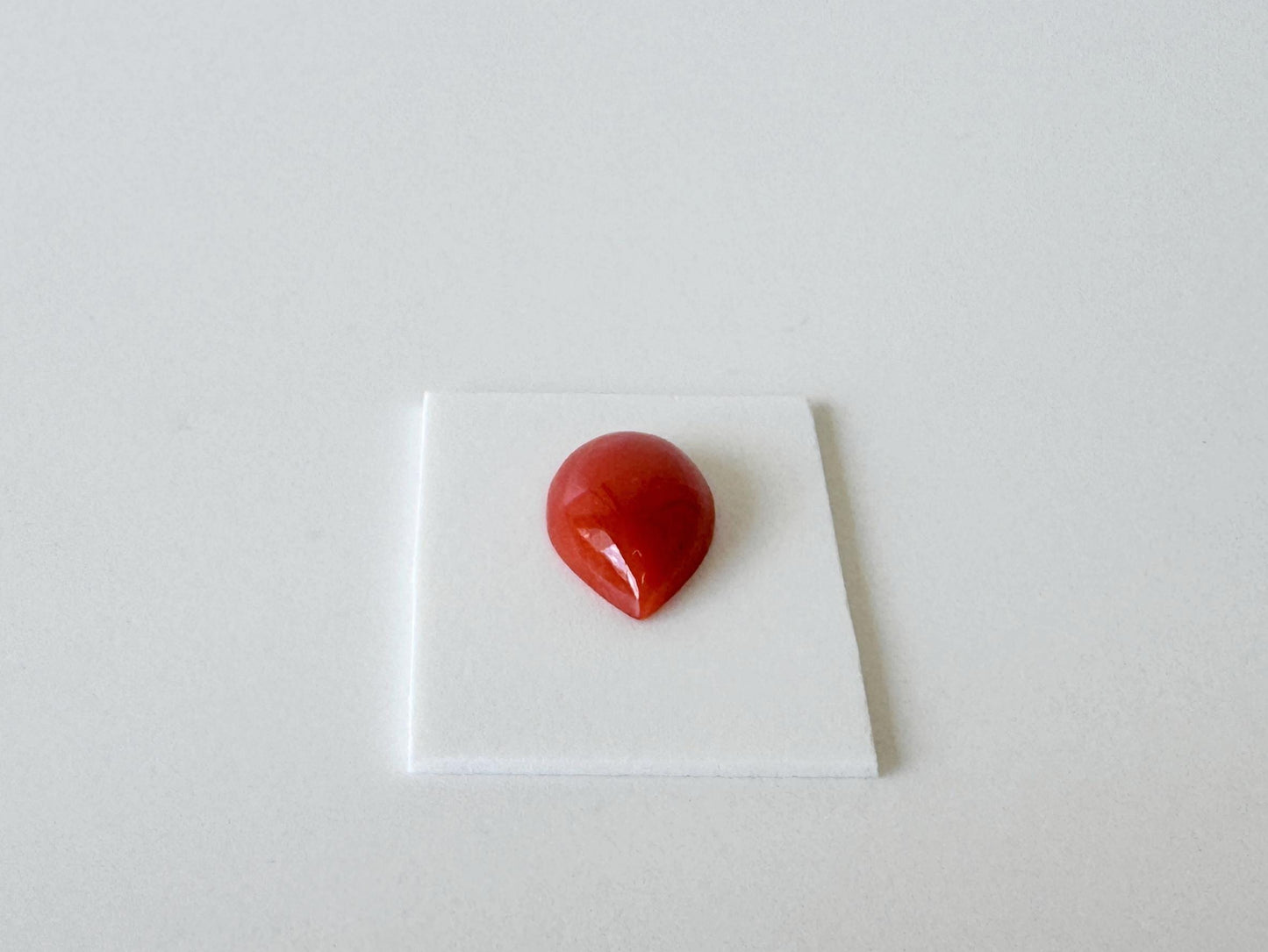 Japanese Red Coral Cabochon | Pear Shape Gemstone | Natural Loose Aka Coral, 11.8X8.3Mm, Drilled Back