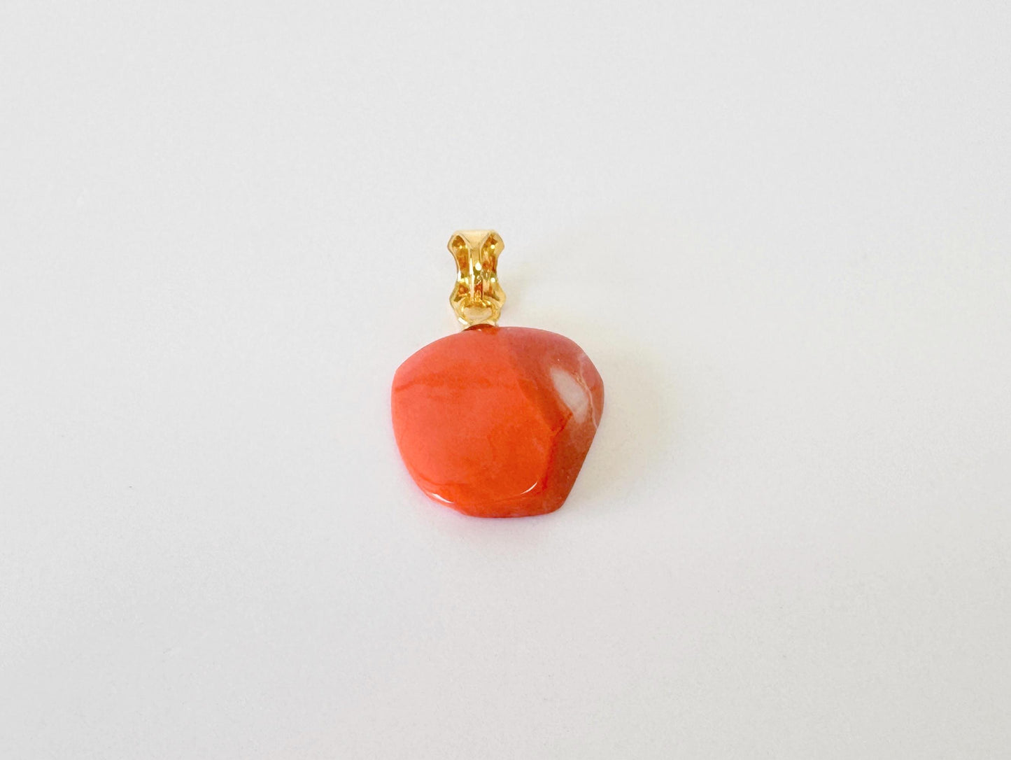 Orange Momo Coral Pendant - Natural Unique Shape Coral Jewelry - Gold-Plated Silver Bail, Genuine Material, 14x14mm