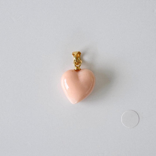 Coral Pendant Heart Shaped Natural Deep Sea Coral: Pink/Angel Skin Tones, Silver (Gold-Plated) Bail (16.4x15mm, Jewelry)