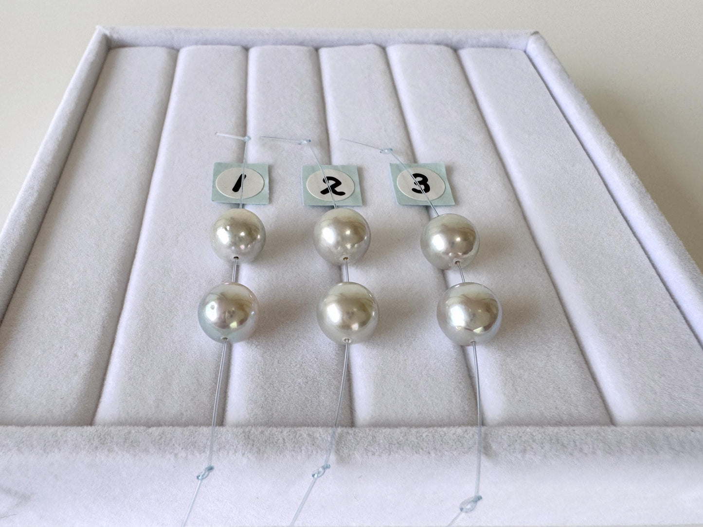 Japanese Blue/Silver (Natural color) Akoya Pearl Beads, 8-8.5mm, Mini Strand, 2 Pieces, Short Strand, Salt water pearl, Genuine Akoya Pearl