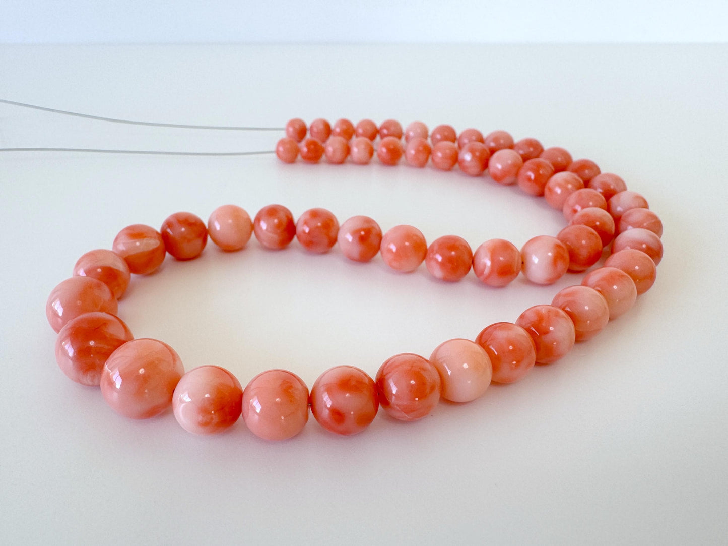 Natural Coral Strand: Deep Sea Coral Orange Pink Round Beads - Genuine Gemstone, 6.7-11.2mm, 45cm Jewelry Supply