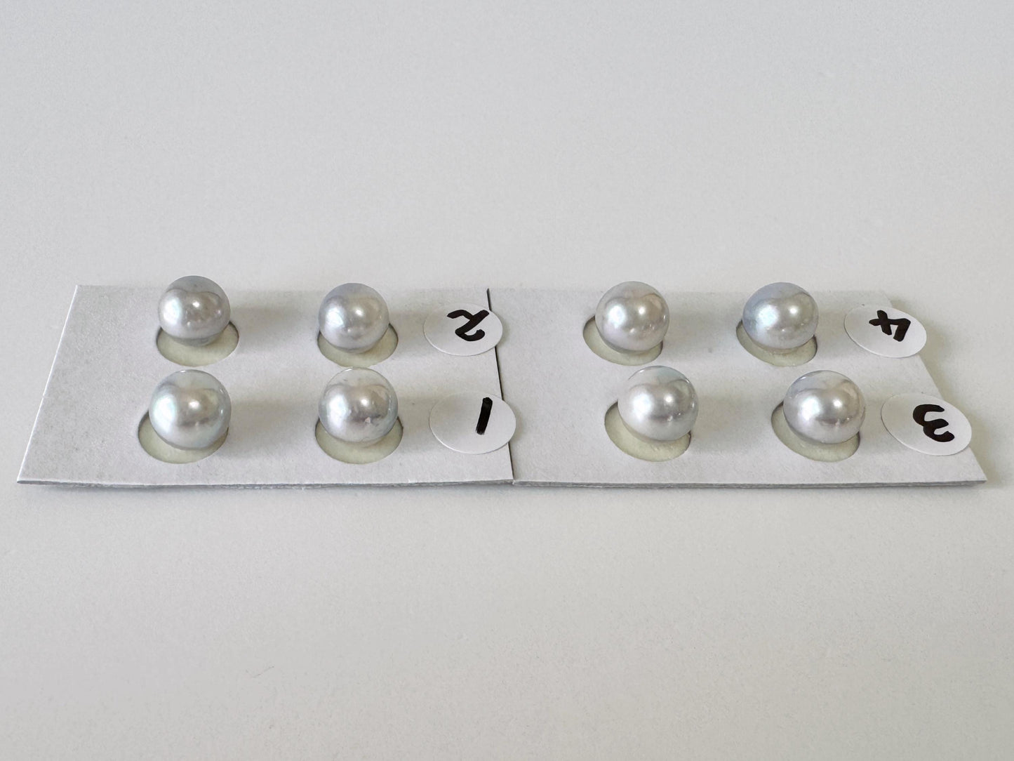 Akoya Pearls Loose Natural Blue/Silver Half-Drilled: 7-7.5mm, Japanese Cultured Saltwater Beads, Pair Pricing | Jewelry Supplies