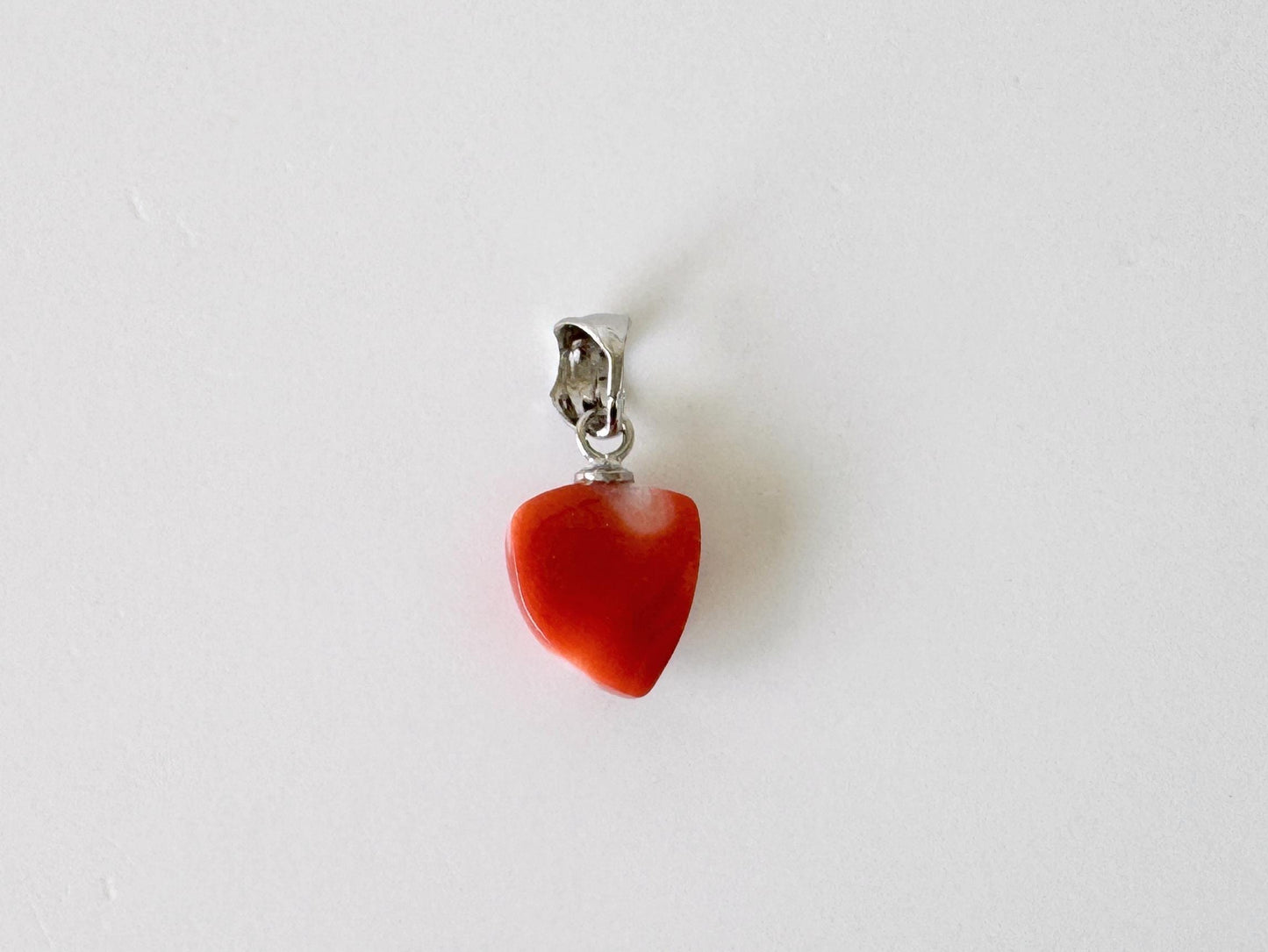 Orange Momo Coral Pendant - Natural Unique Shape Coral Jewelry - Silver Bail (Rhodium-Plated), Genuine Material, 11x9.7mm