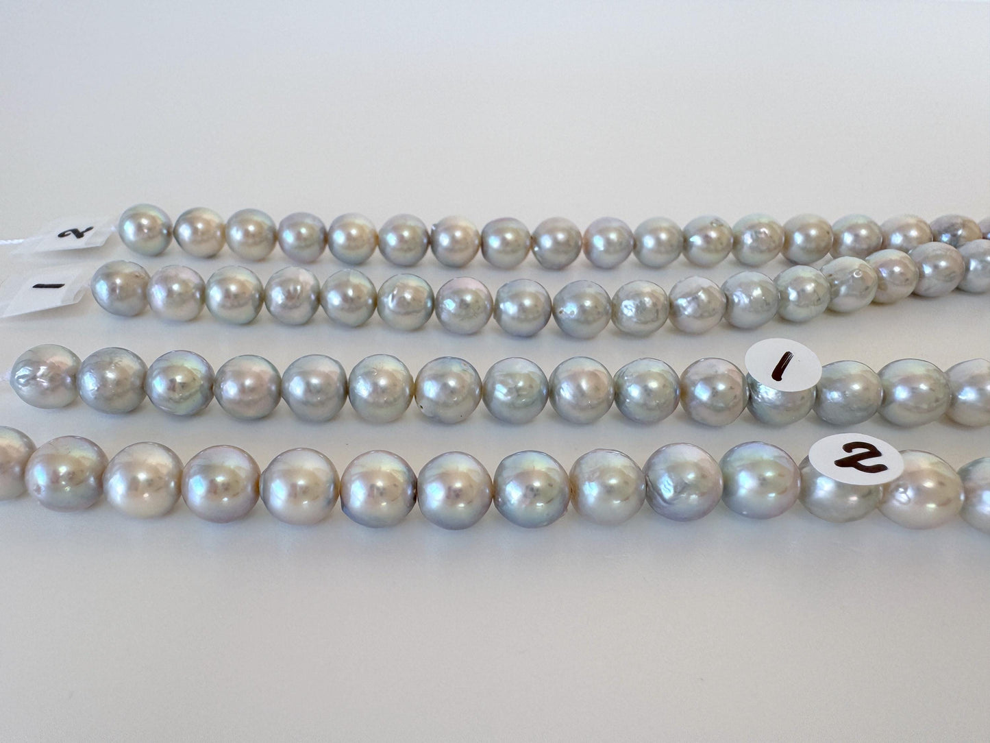 Akoya Pearl Strand - 7.5-8mm Japanese Cultured Pearls, Natural Blue Silver, 40cm