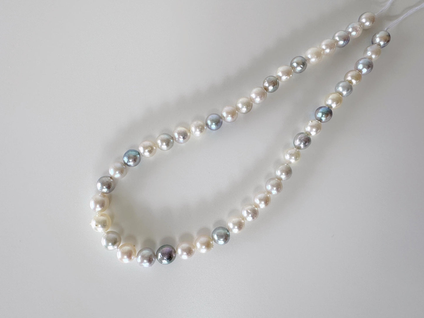 8.5-10mm Japanese Akoya Pearl Beads, Natural blue/silver/white color pearl, Genuine Salt water Akoya Pearl, Full Strand, 40cm , 15.7"