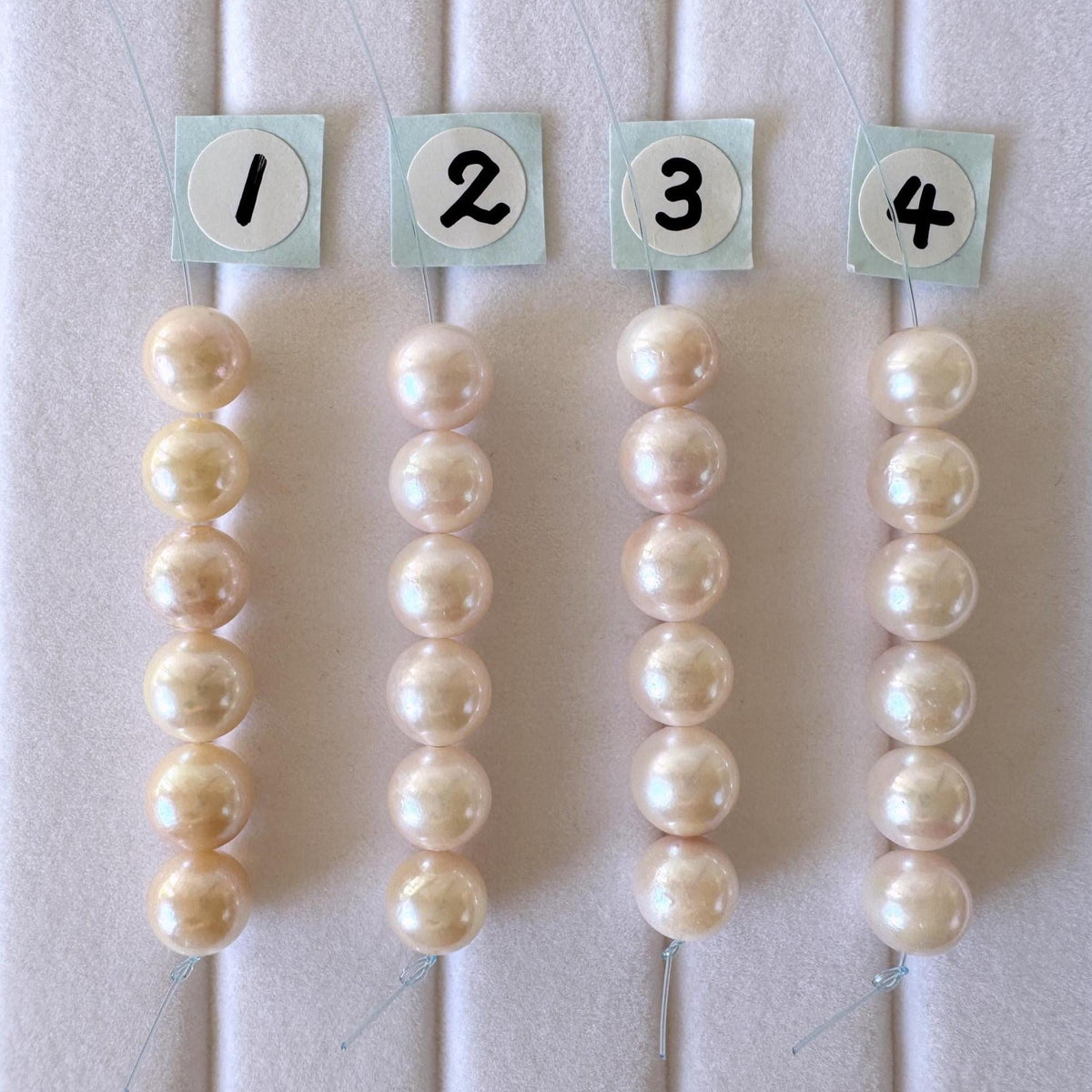 Akoya Pearl Beads Japanese Cultured, White Pink Overtone (Round 6.5-7mm, Saltwater, Mini Strand, 6 Pieces)