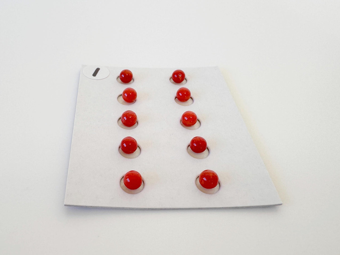 Mediterranean Red Coral Beads, Round Loose 10 Pcs Set (3.7-4mm, Half-Drilled)