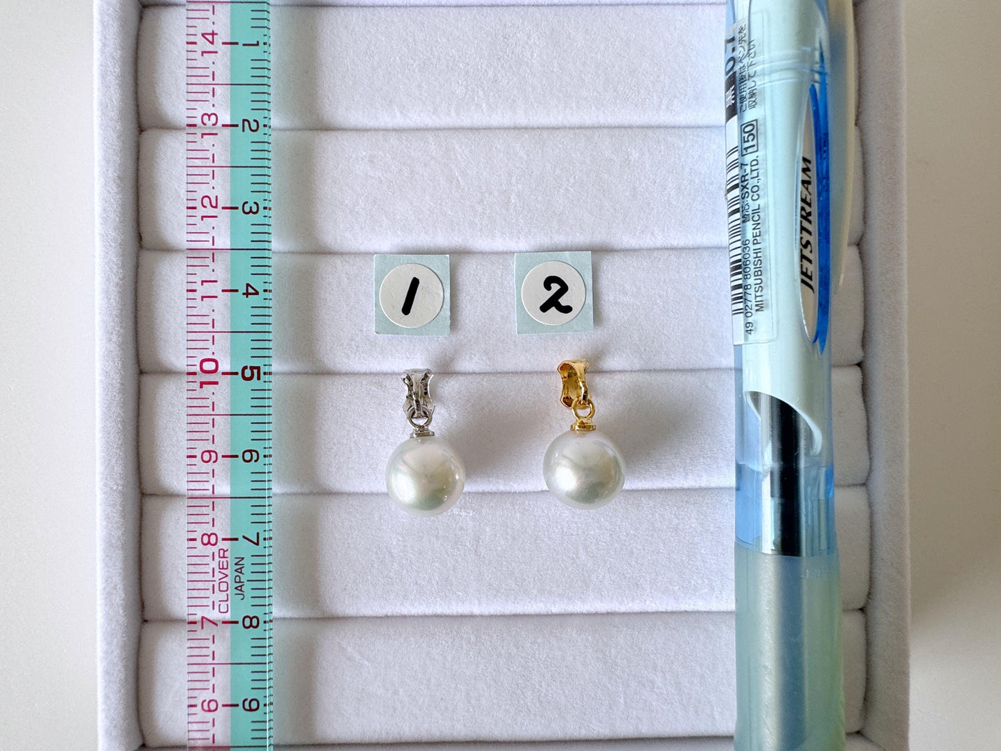 Japanese Natural Light Blue Color Akoya Pearl Pendant, 9.5mm, Silver 925 Bail, Genuine Akoya Pearl, Salt water cultured pearl