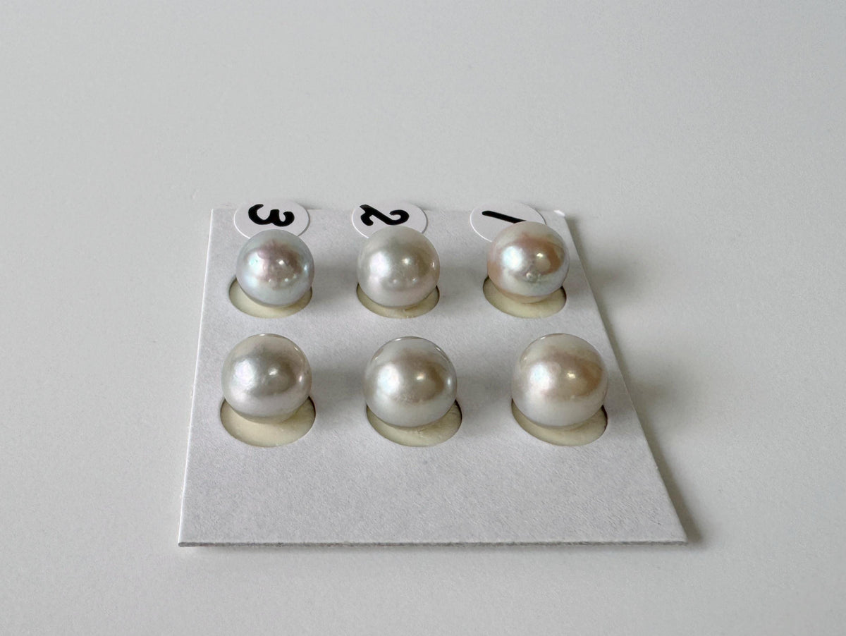 Japanese Blue/Silver (Cobalt Treated) Akoya Pearl 7.5-8mm, Half-Drilled loose, Price per pair, Salt water pearl