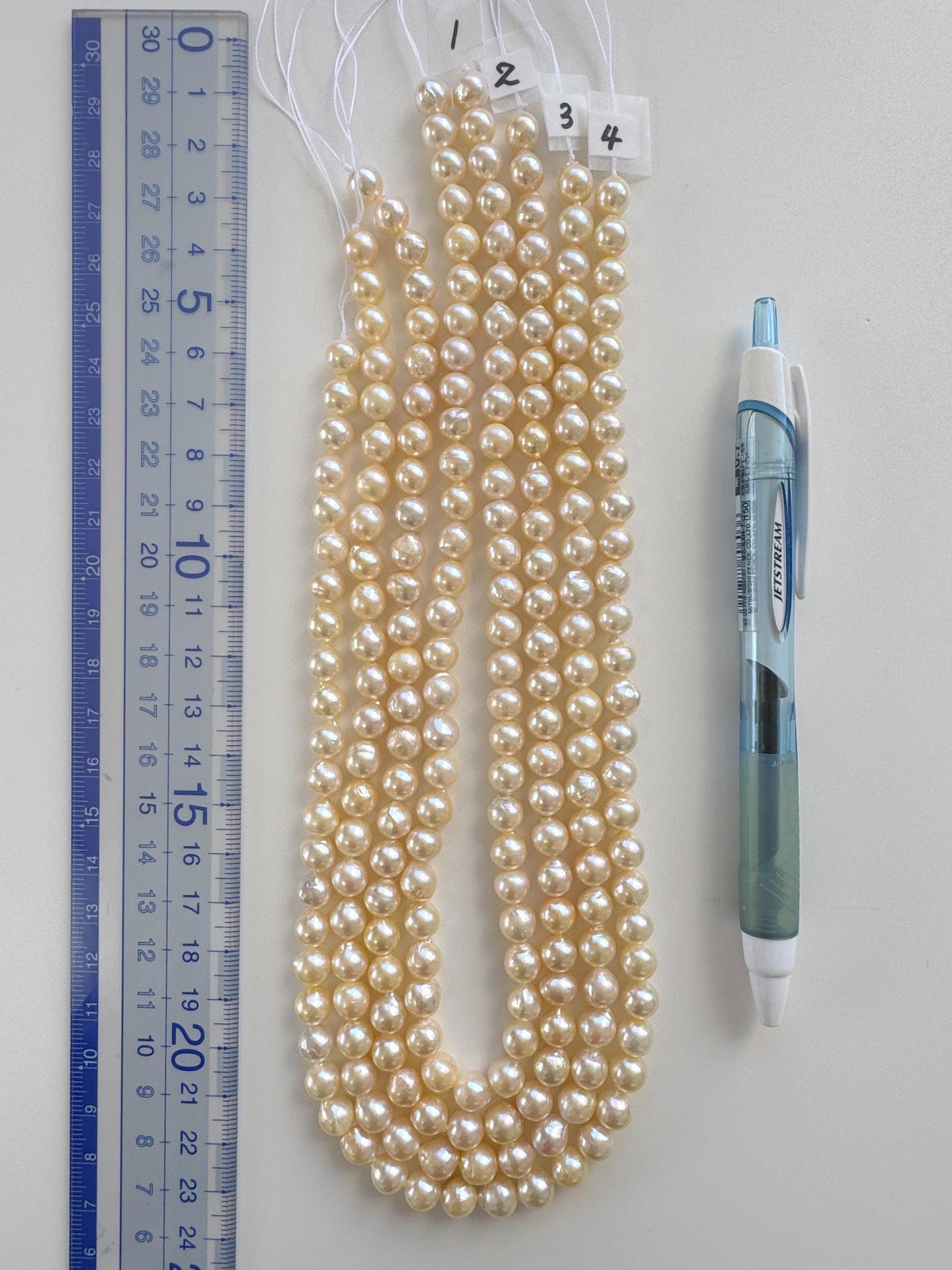 7-7.5mm Japanese Yellow Akoya Pearl Beads, Genuine Akoya Pearl, Full Strand, 40cm , 15.7", Cultured Salt water pearl